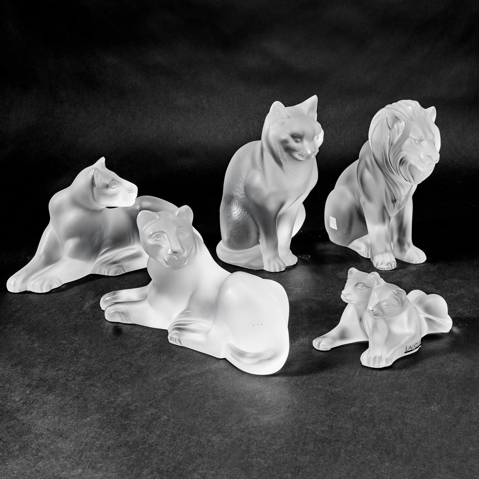 Five Lalique Molded and Frosted Glass Animals (1 of 6)