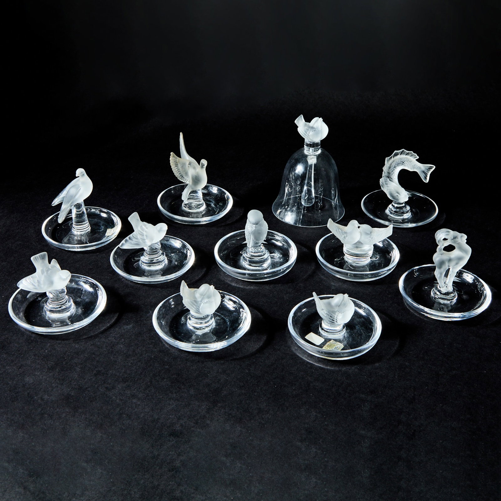 Twelve Lalique Molded and Frosted Glass Ring Trays (1 of 5)