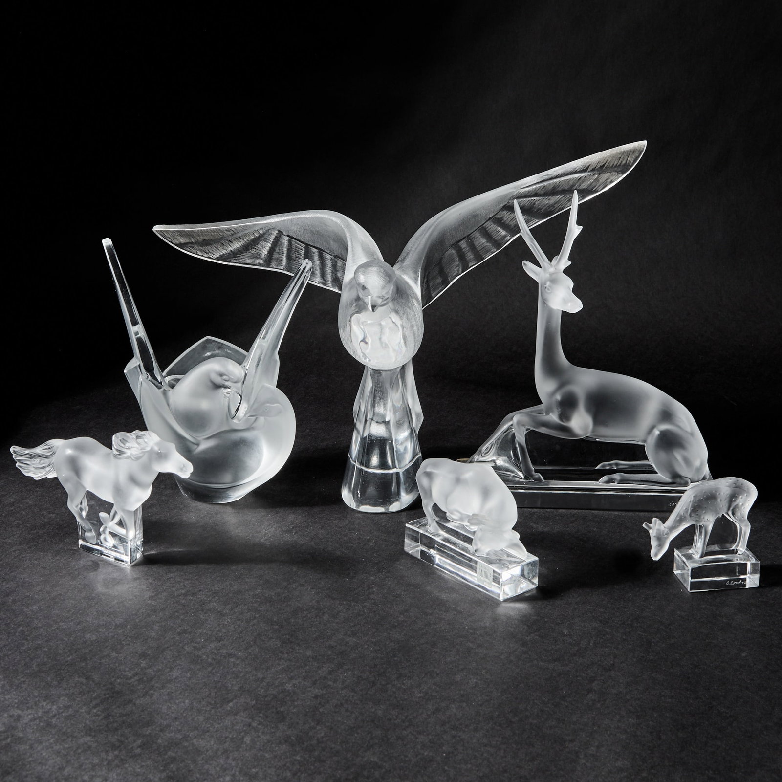 Six Lalique Molded Glass Animals (1 of 8)