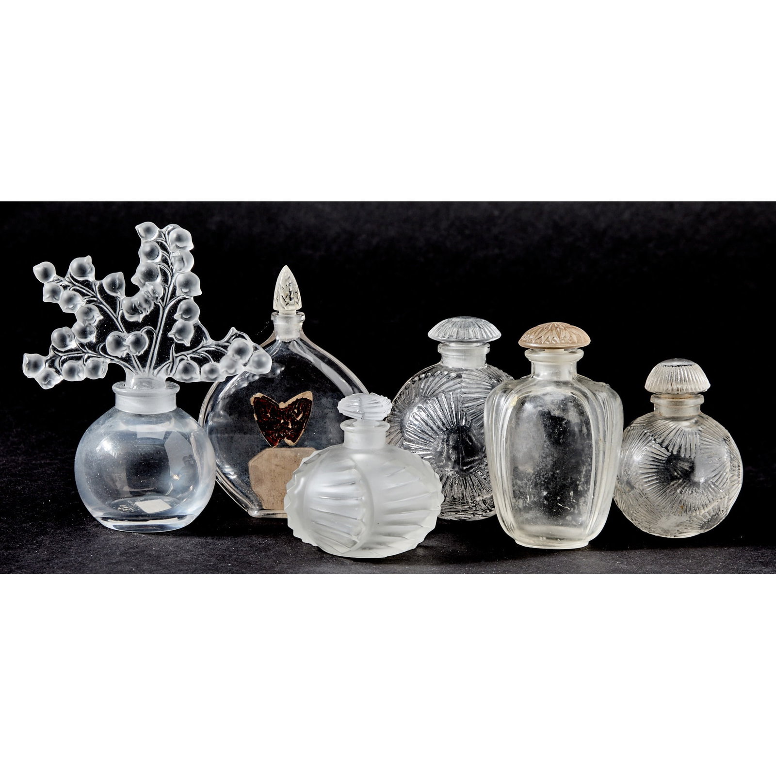 Six Lalique Molded Glass Perfume Bottles (1 of 5)