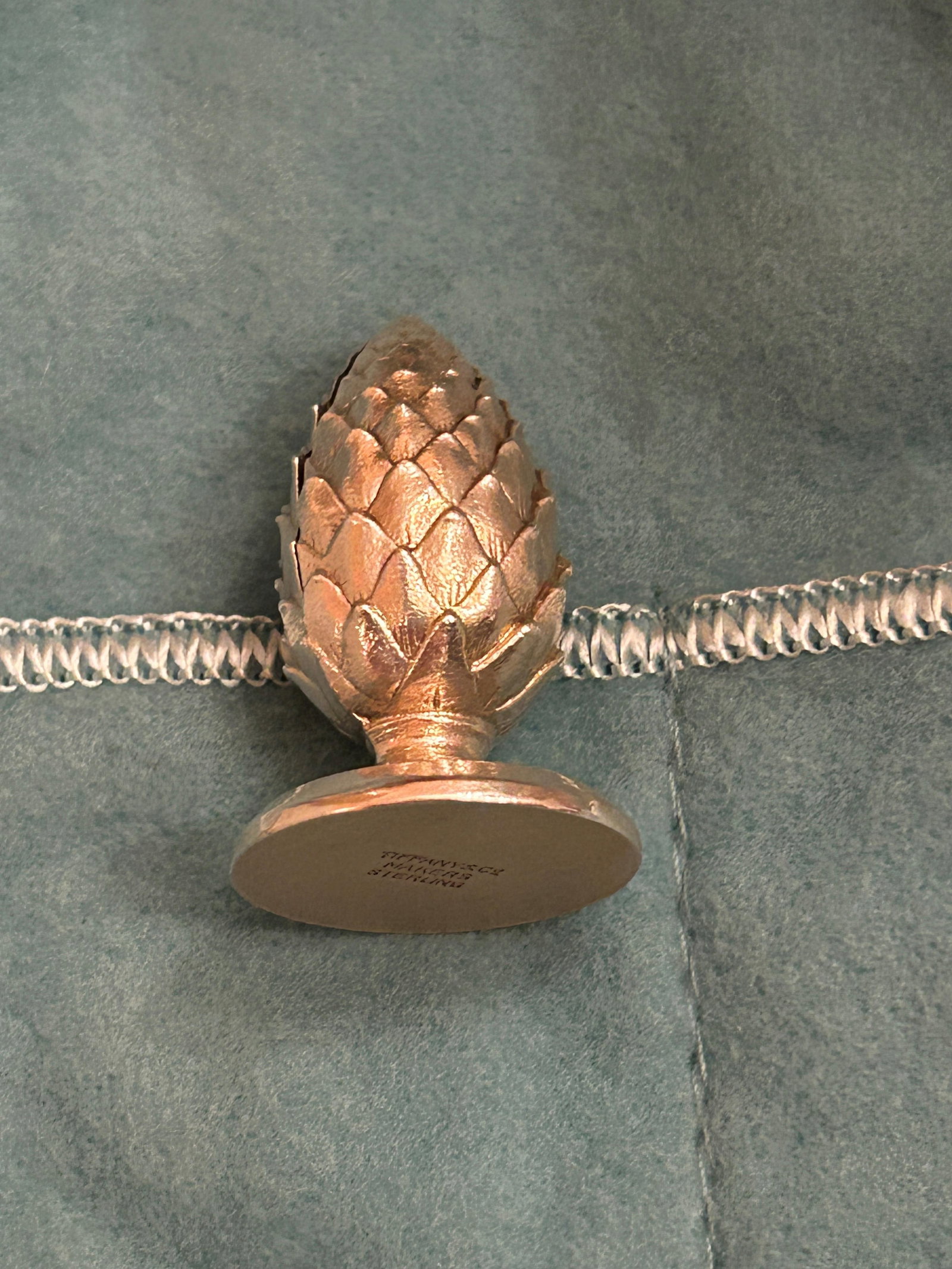 Set of Twelve Tiffany & Co. Sterling Silver "Pinecone" Place Card Holders: Mid 20th century Height 1 1/4 inches, total approximately 8 ounces. Generally good condition overall