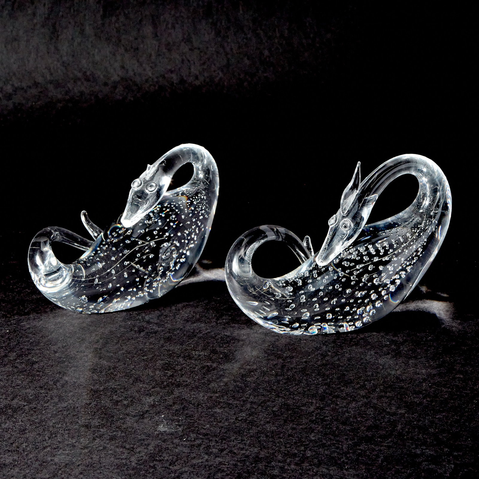 Pair of Steuben Glass Dragons: Width 8 inches. one with loss to "crown"