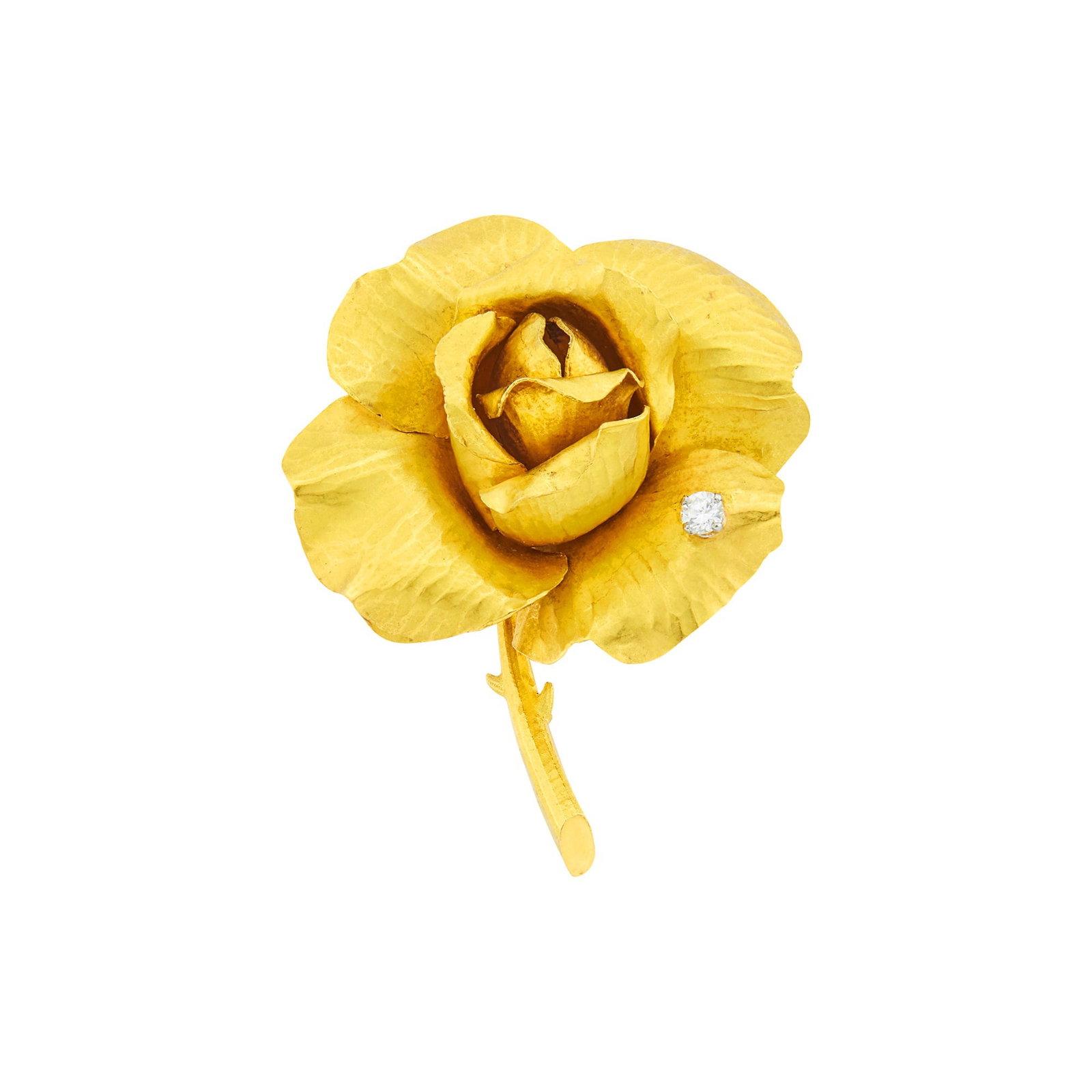 Georges L'Enfant Gold and Diamond Rose Clip-Brooch, France (1 of 1)