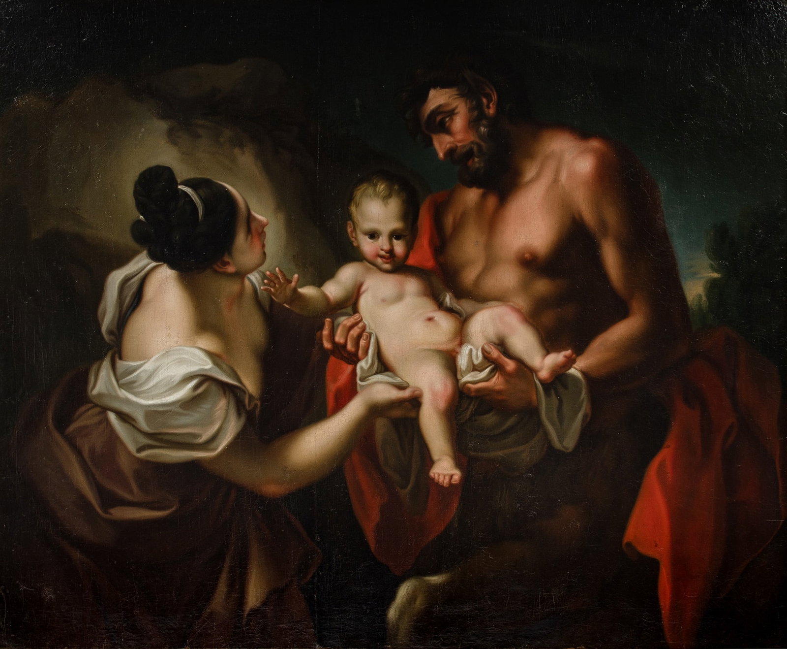 Antonio Balestra: Italian, 1666-1740 The Centaur Chiron Receiving the Infant Achilles Oil on canvas 47 5/8 x 57 3/4 inches (121 x 146.4 cm) Frame 61 1/4 x 70 1/2 inches (155.5 x 179 cm) Provenance: Ephraim Truesdale,