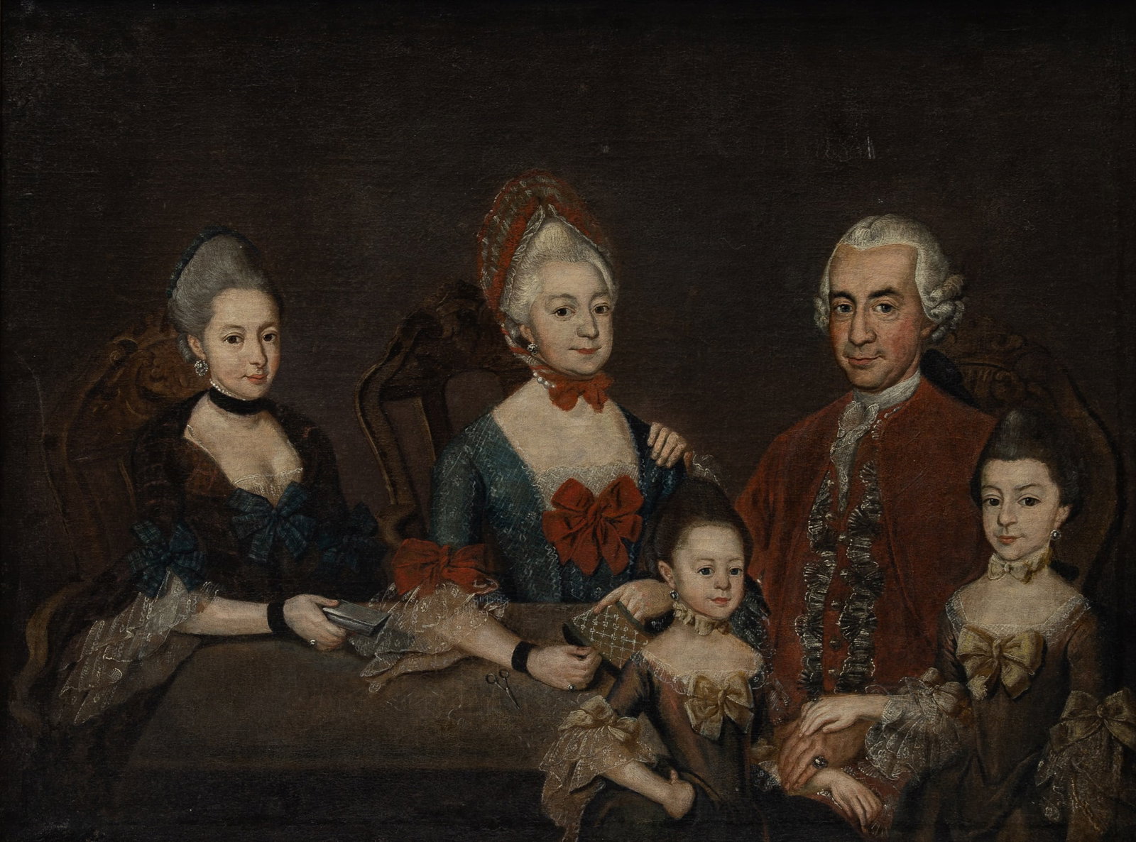 Austrian School: 18th Century Portrait of a Noble Family Oil on canvas 29 1/8 x 39 1/2 inches (74 x 100.3 cm) Frame 35 1/8 x 45 inches (89.3 x 114.4 cm)