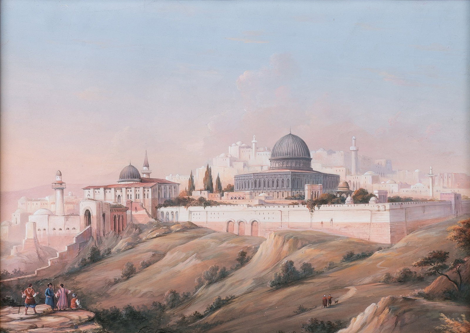 Circle of Ippolito Caffi: View of Jerusalem Gouache on paper Sight 10 1/2 x 15 inches (26.7 x 38 cm) Frame 20 5/8 x 25 1/8 inches (52.5 x 63.8 cm)