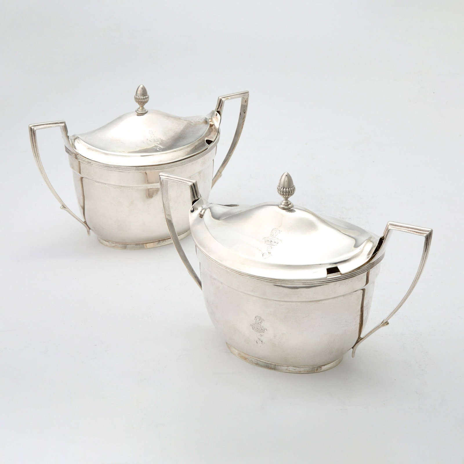 Pair of George III Sterling Silver Covered Sugar Bowls (1 of 2)