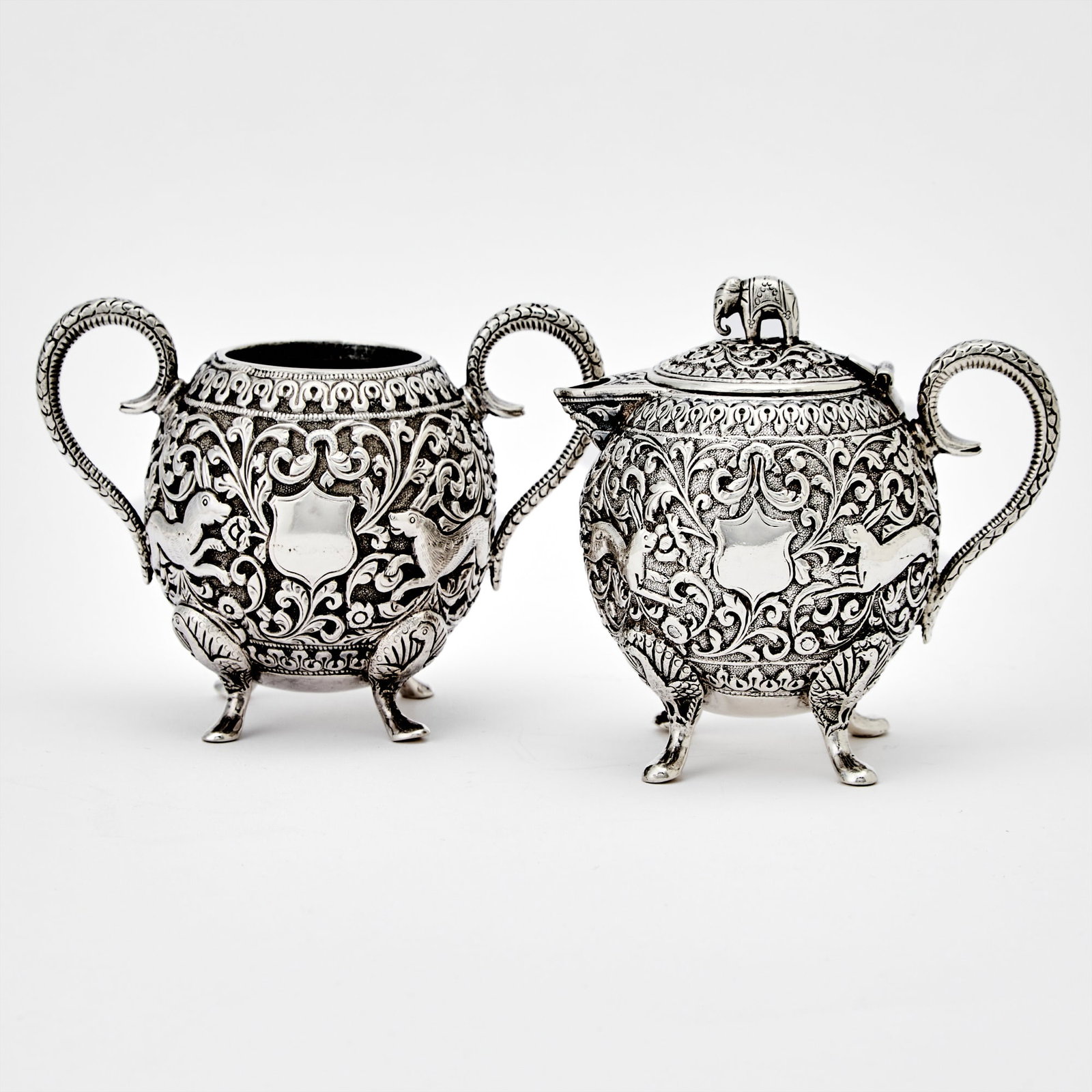 Indian Silver Cream and Sugar Set (1 of 5)