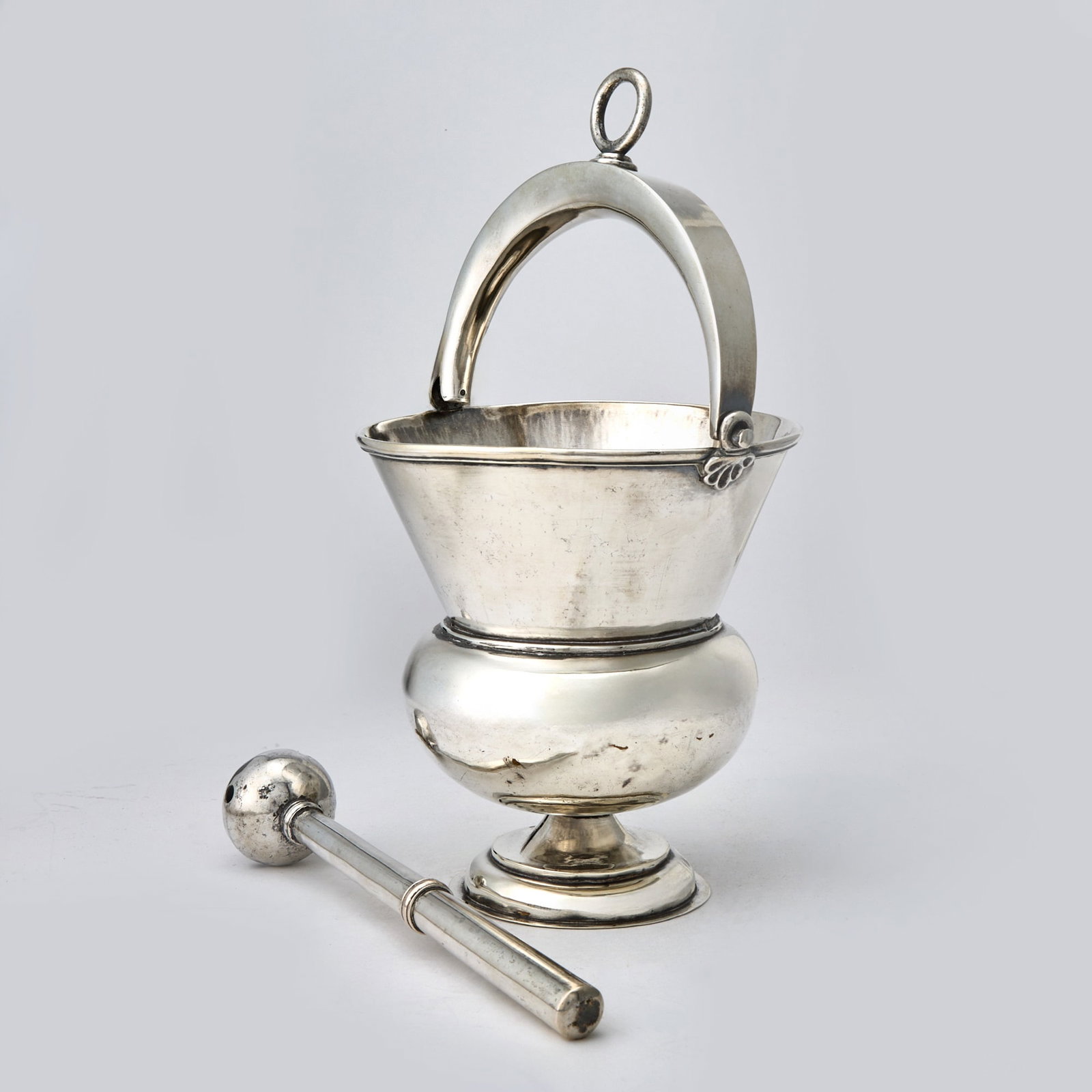South American Silver Holy Water Font and Sprinkler (Aspersorium and Aspergillum) (1 of 3)