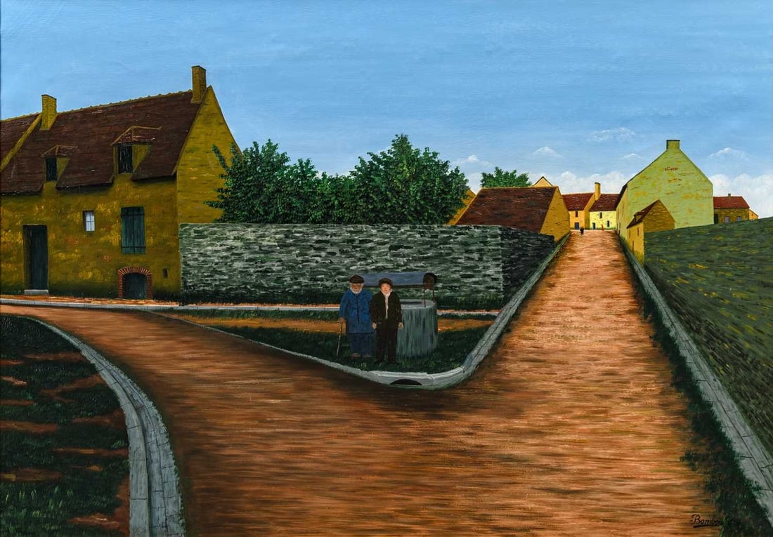 Camille Bombois: French, 1883-1970 Le Puits de Village, circa 1926 Signed Bombois Clle. (lr) Oil on canvas 25 5/8 x 36 1/4 inches (65 x 92 cm) Provenance: Perls Galleries, New York Sale, Sotheby's, New York, May 2,