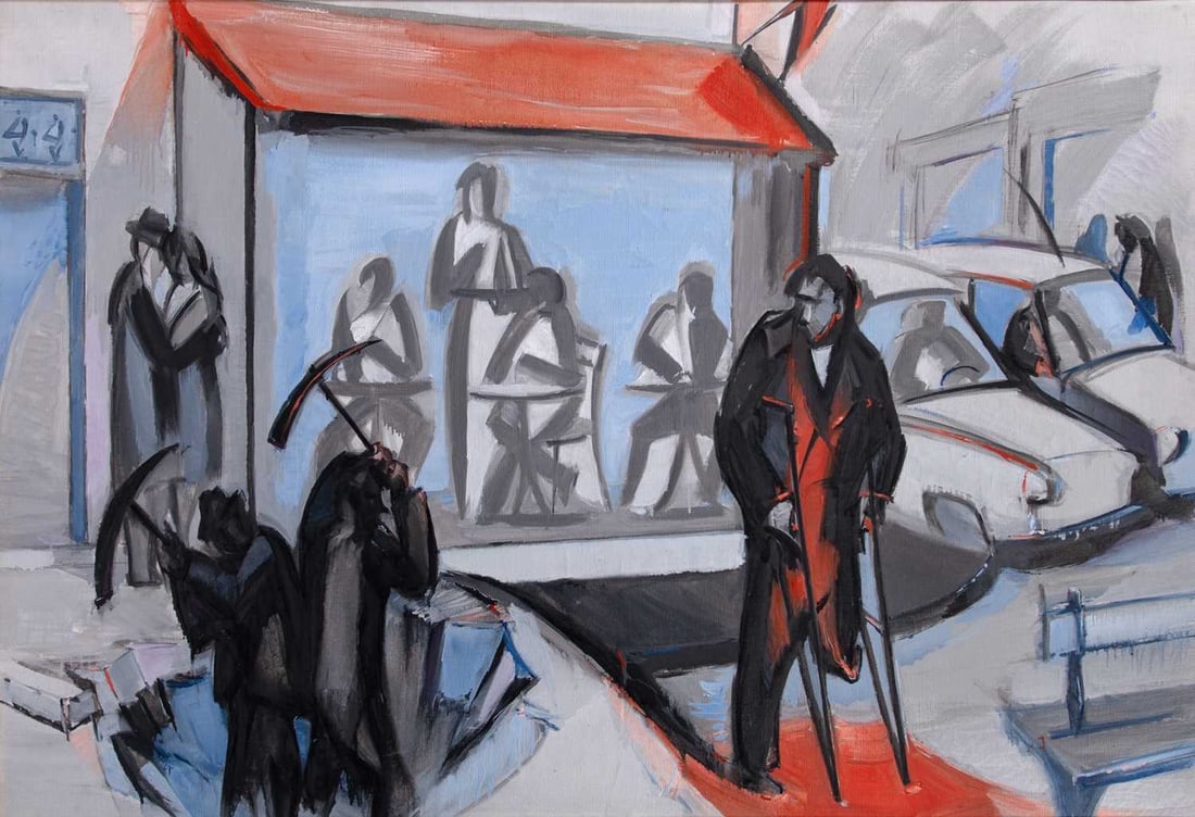 Jean Hélion: French, 1904-1987 Travaux, 1967 Signed, titled, and dated on the verso Oil on canvas 35 x 51 1/4 inches (89 x 130cm) Provenance: Estate of the artist, March 1989 Nancy Schwartz Fine Art, New York