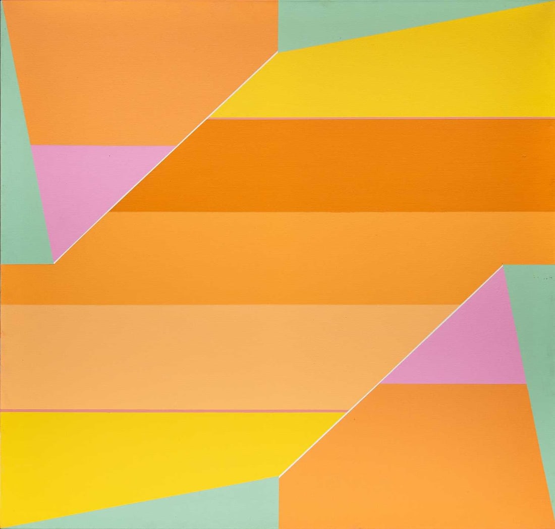 Larry Zox: American, 1936-2006 Green Rotation (Rotation Series), 1964 Signed and dated Zox 1964 on the reverse Acrylic on canvas 40 x 42 inches (101.6 x 106.7 cm) Provenance: Private collection, acquired from