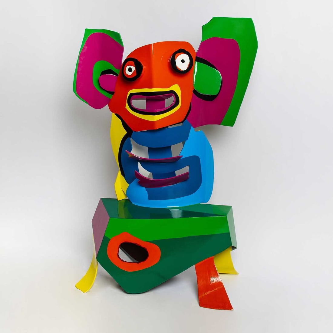 Karel Appel: Dutch, 1921-2006 Mouse on a Table, 1989 Signed, dated and numbered K. Appel 1989 2/3 on the yellow base element Painted aluminum 61 x 38 x 25 inches (154.9 x 96.5 x 63.5cm) Provenance: Marisa del Rey