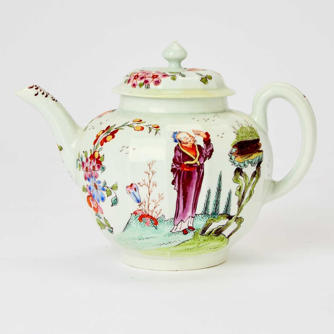 Worcester Faceted Globular Porcelain Teapot and Cover (1 of 5)