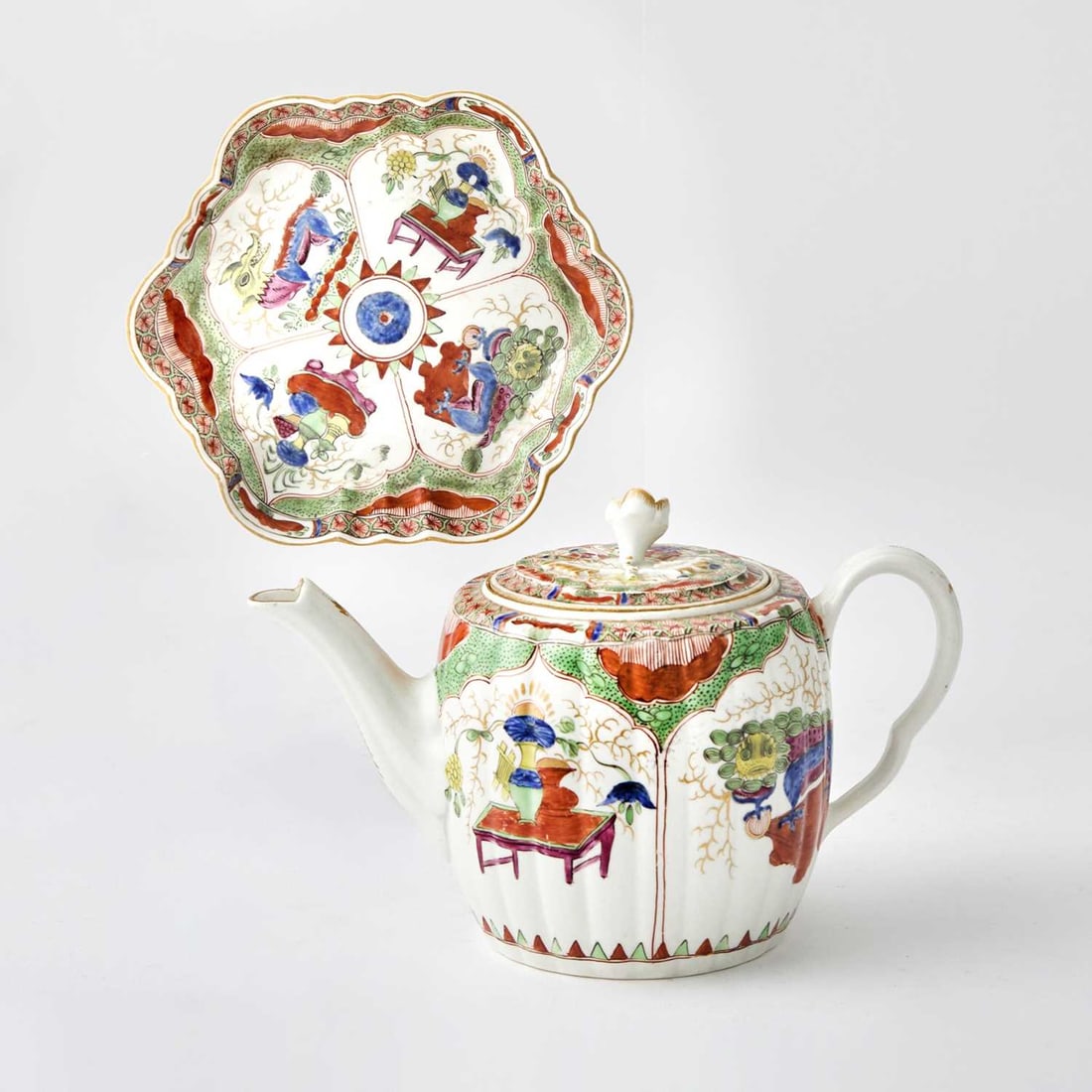 Worcester Porcelain Teapot, Cover and Stand (1 of 1)