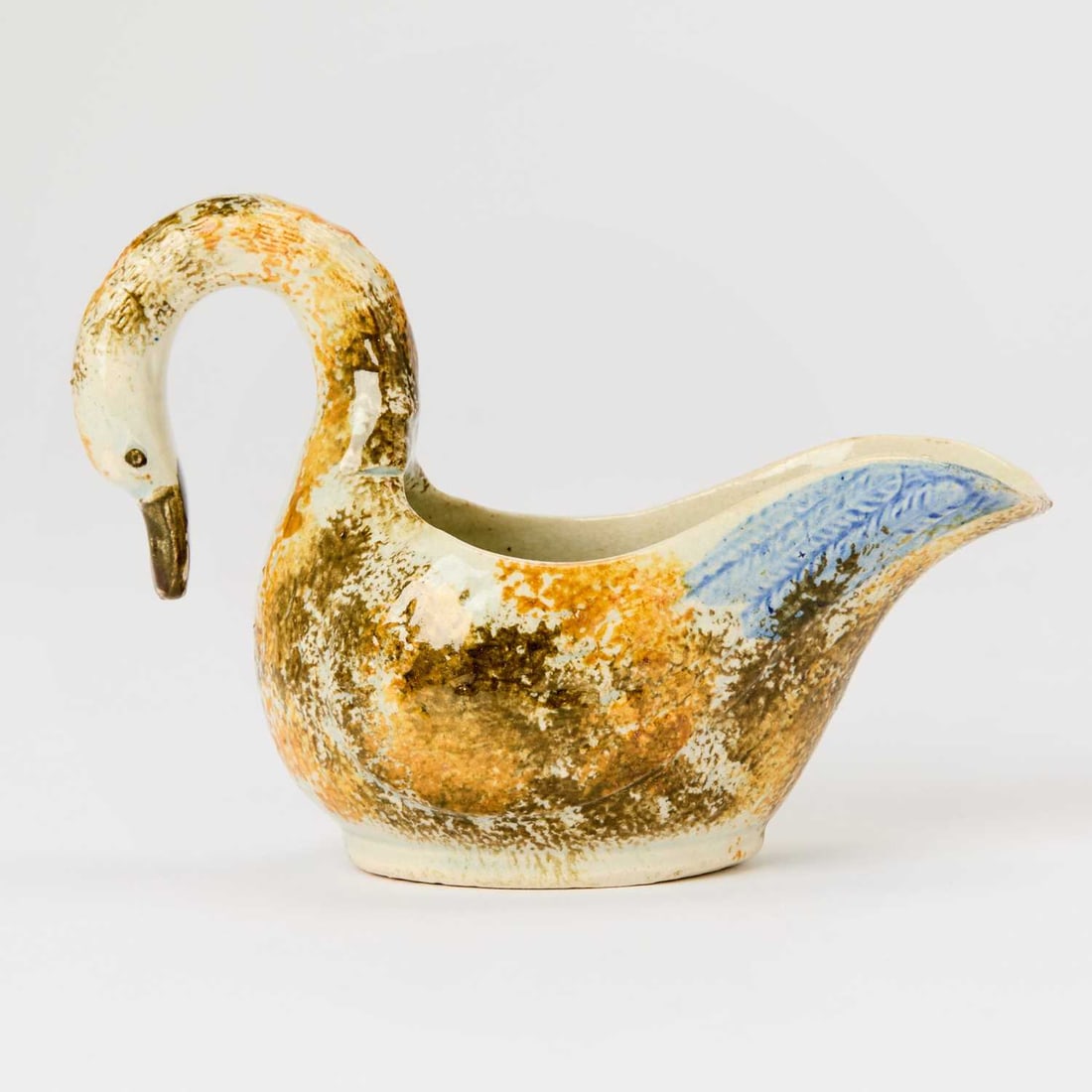Staffordshire Pearlware Swan-Form Sauceboat (1 of 4)