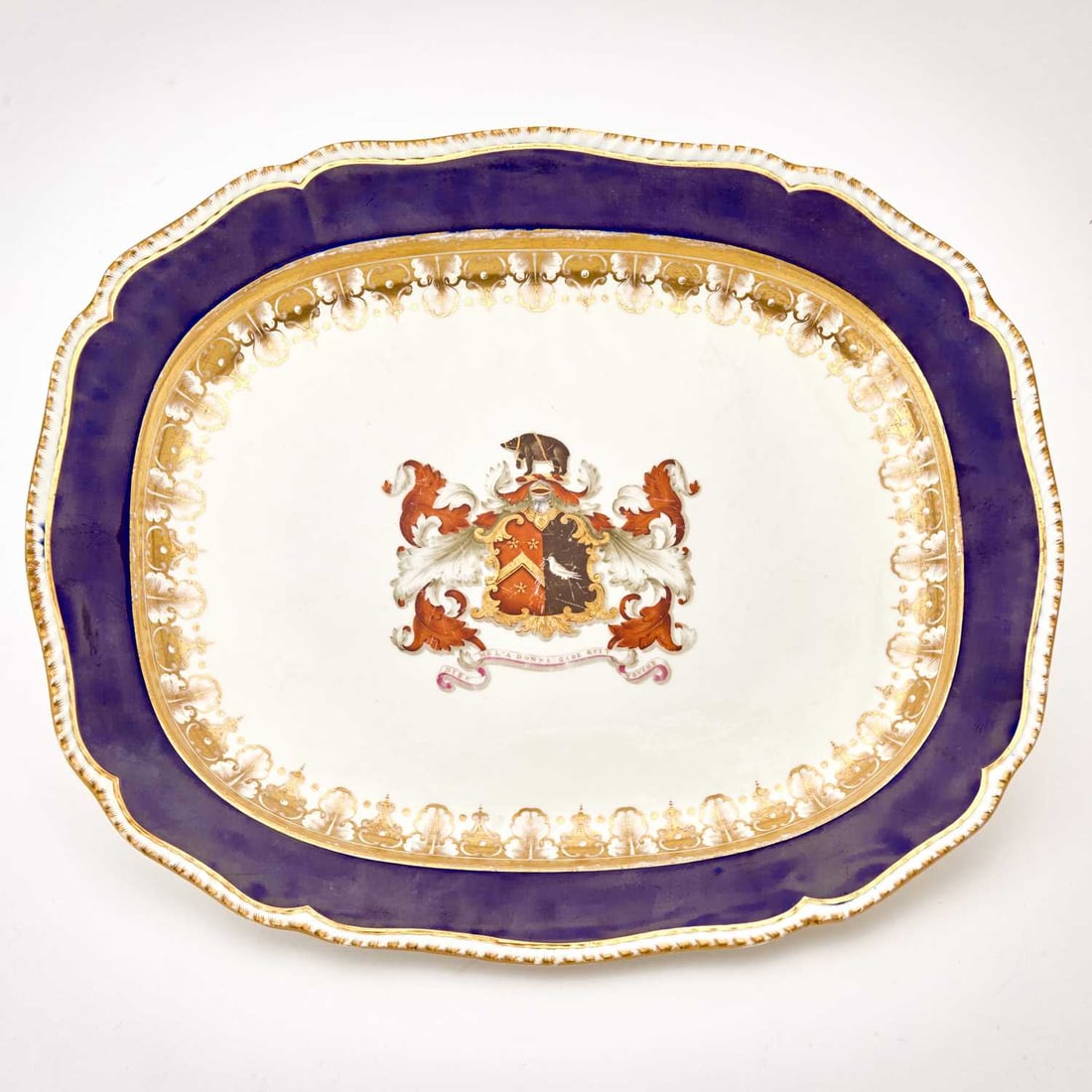 English Armorial Blue-Ground Platter (1 of 2)