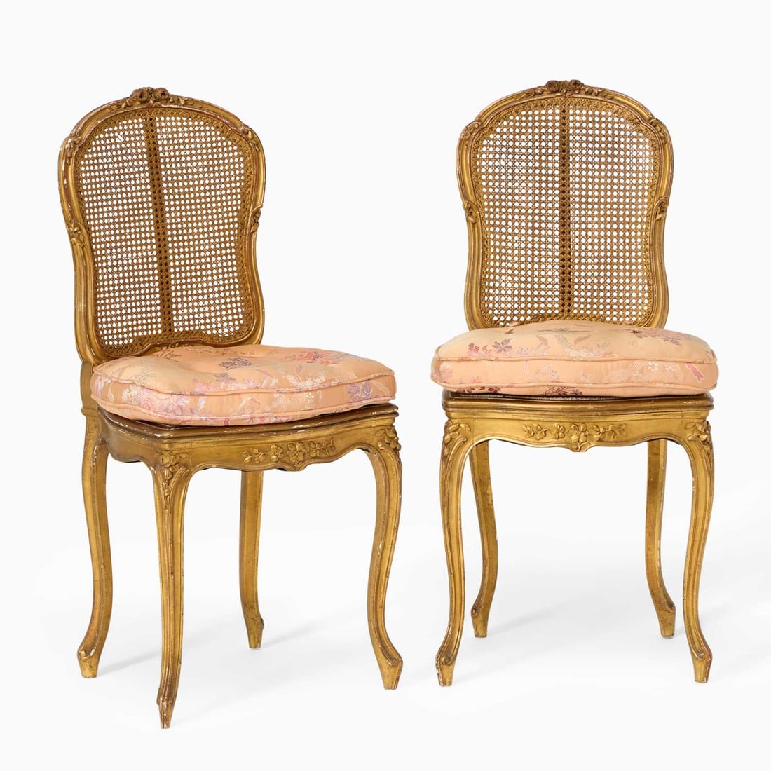 Pair of Louis XV Style Giltwood Chaises en Cabriolet (1 of 5)