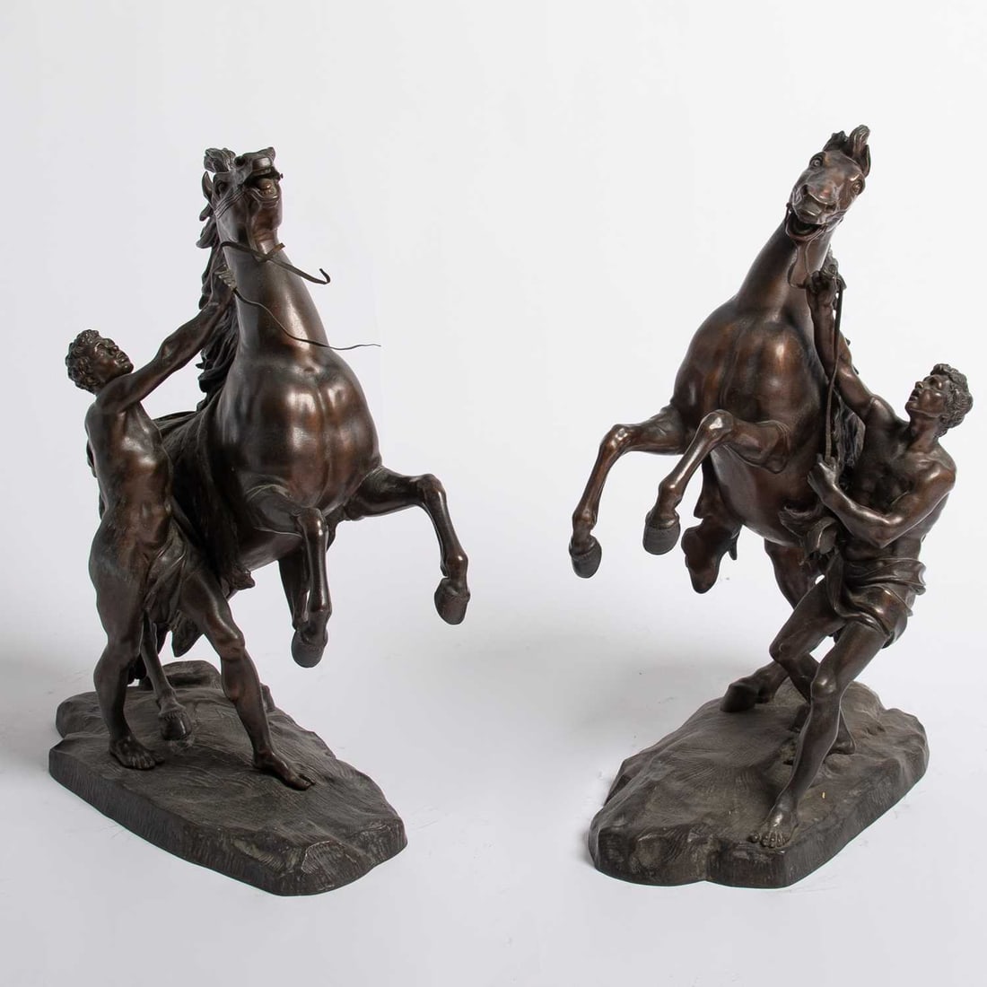Pair of French Patinated Bronze Equestrian Groups: Le Chevaux de Marly (1 of 8)
