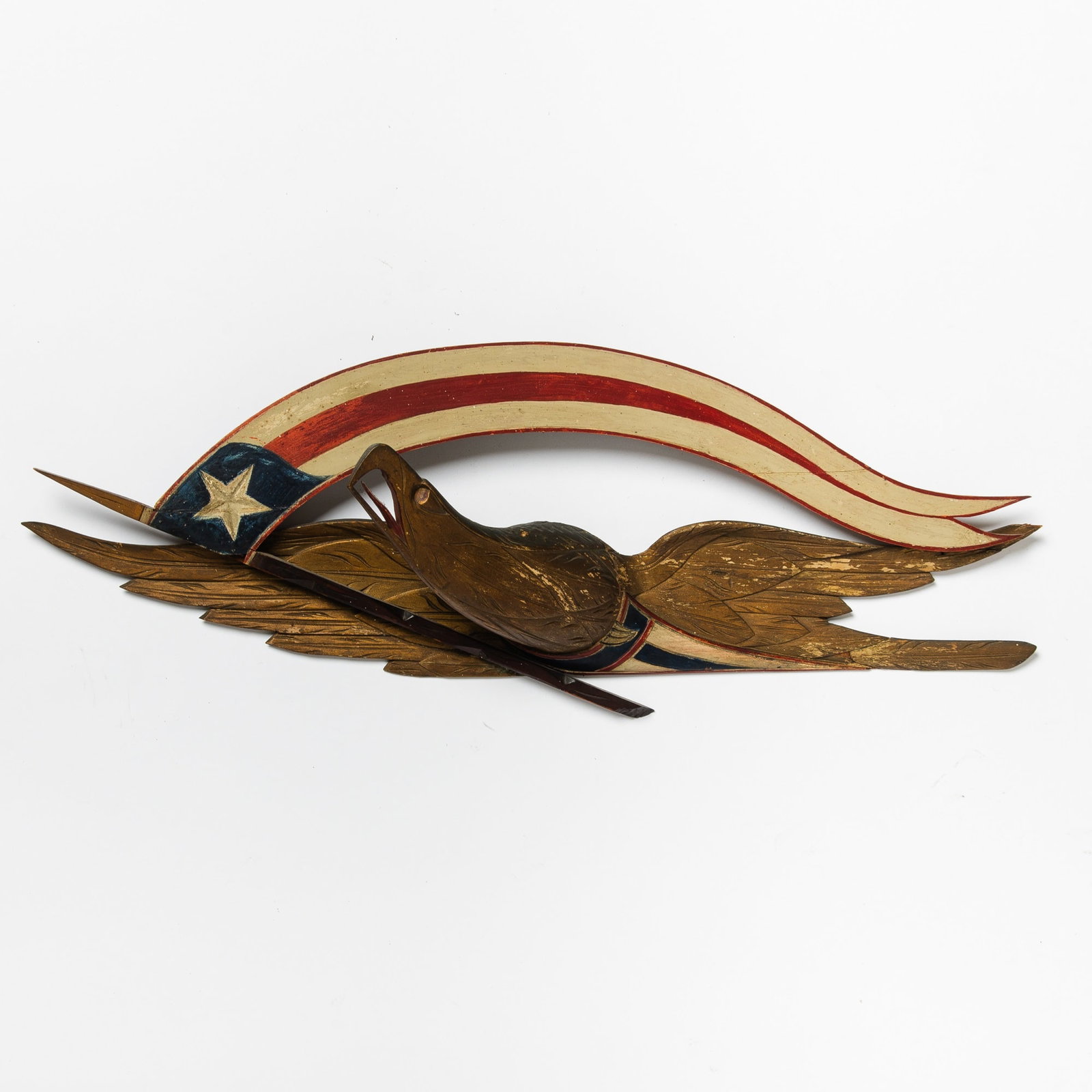 Gilt and Polychrome-Decorated Spreadwing Eagle Plaque (1 of 4)