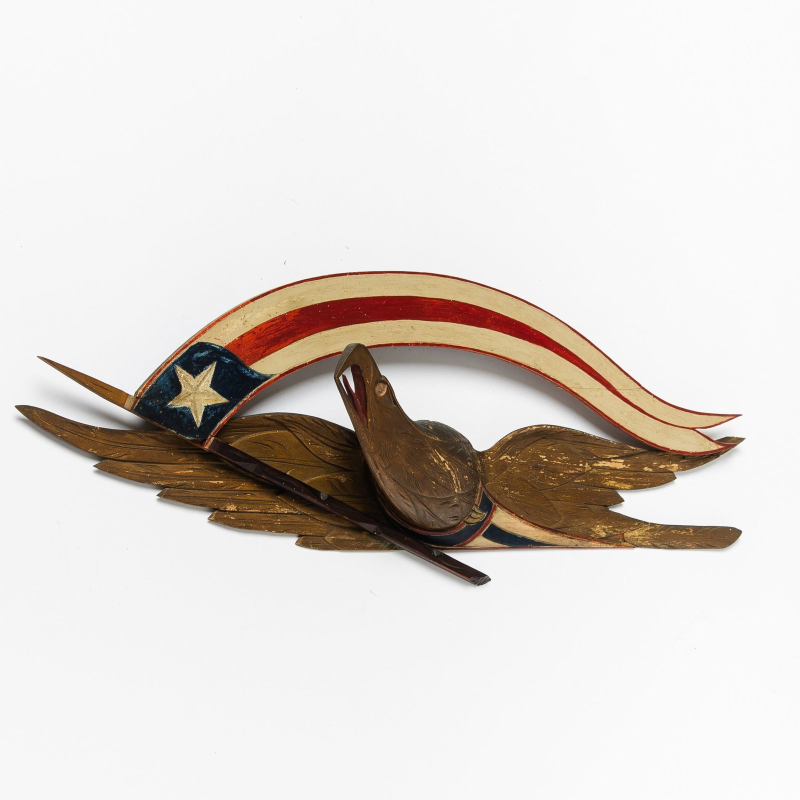 Gilt and Polychrome-Decorated Spreadwing Eagle Plaque - 2