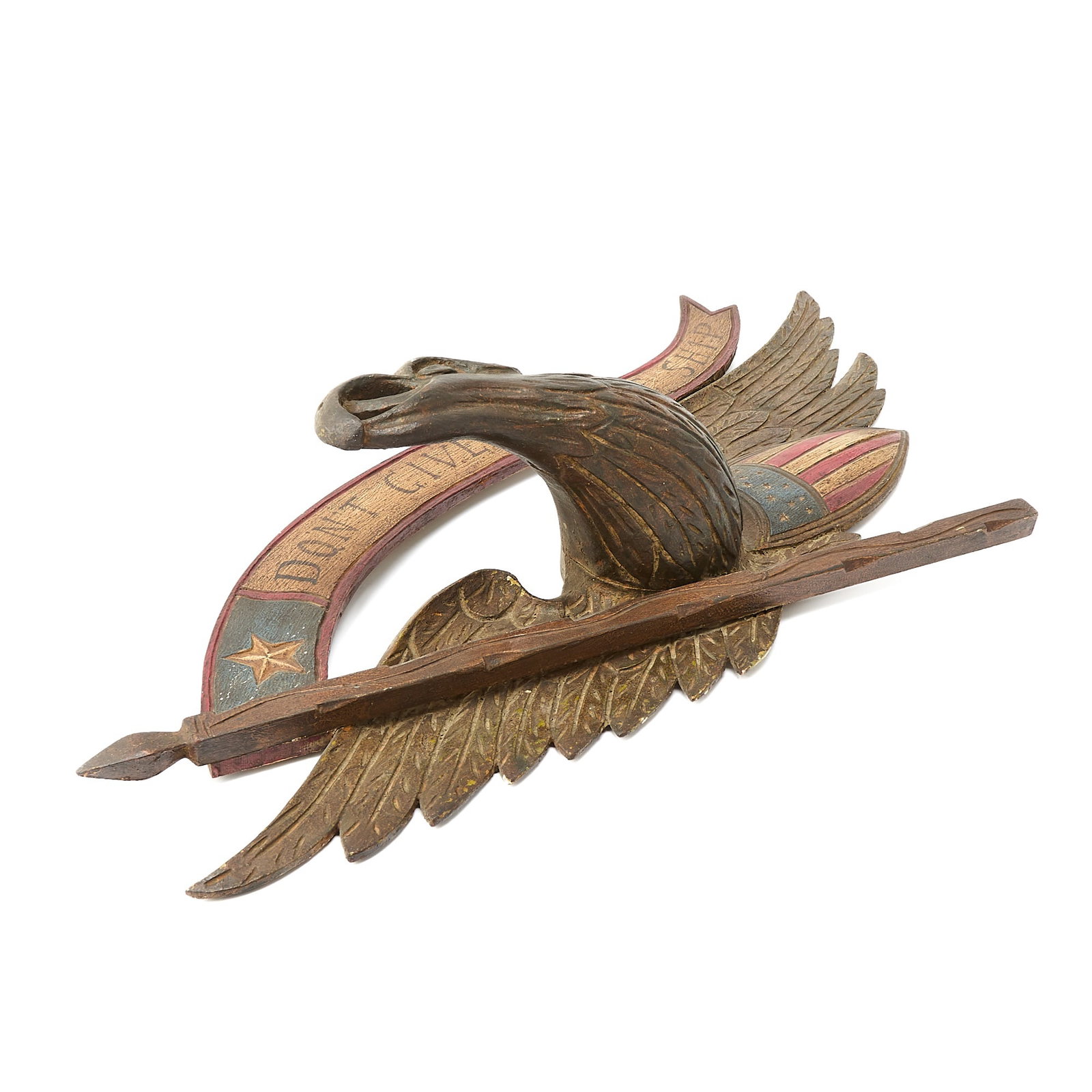 Carved and Painted Spreadwing Eagle Plaque - 2