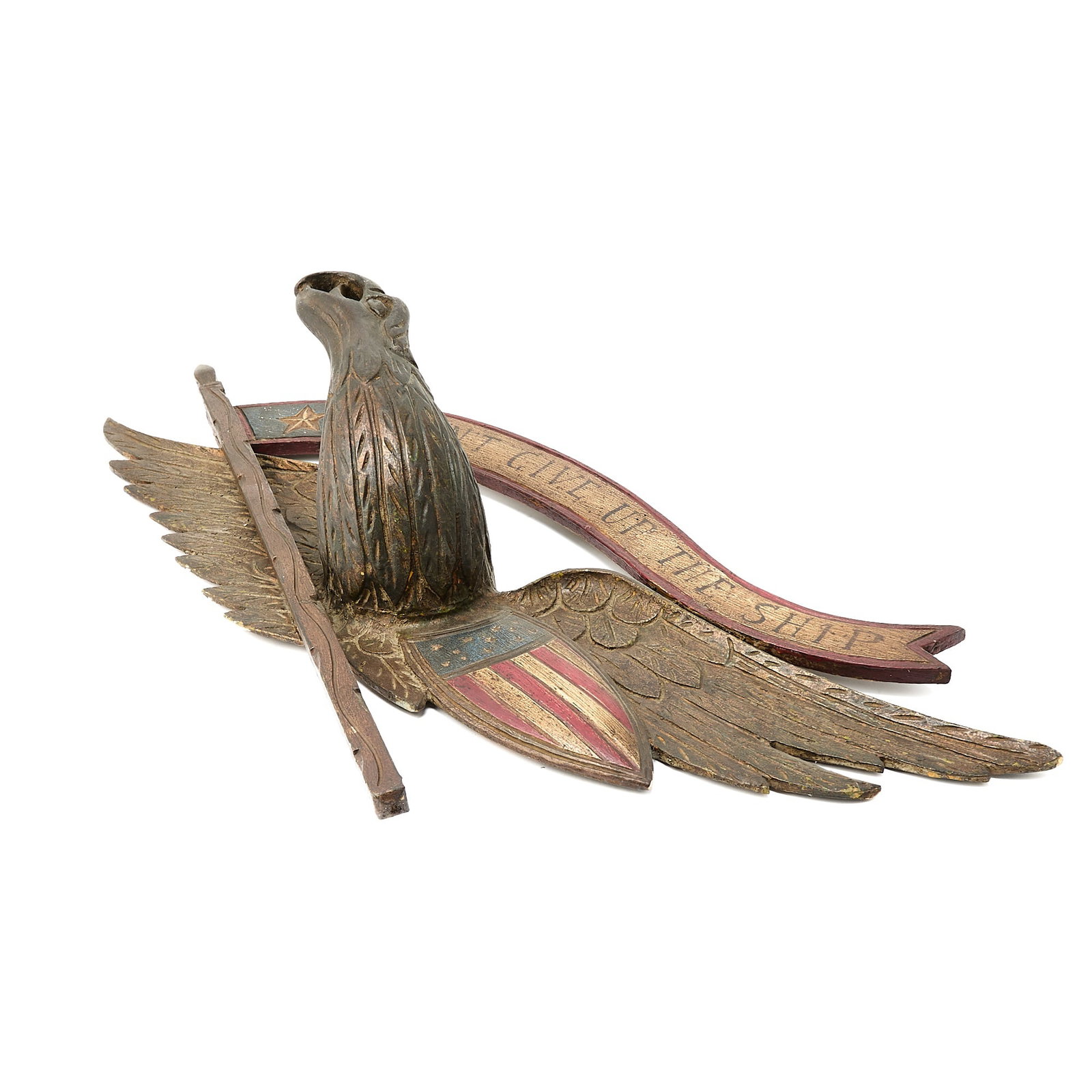 Carved and Painted Spreadwing Eagle Plaque - 3