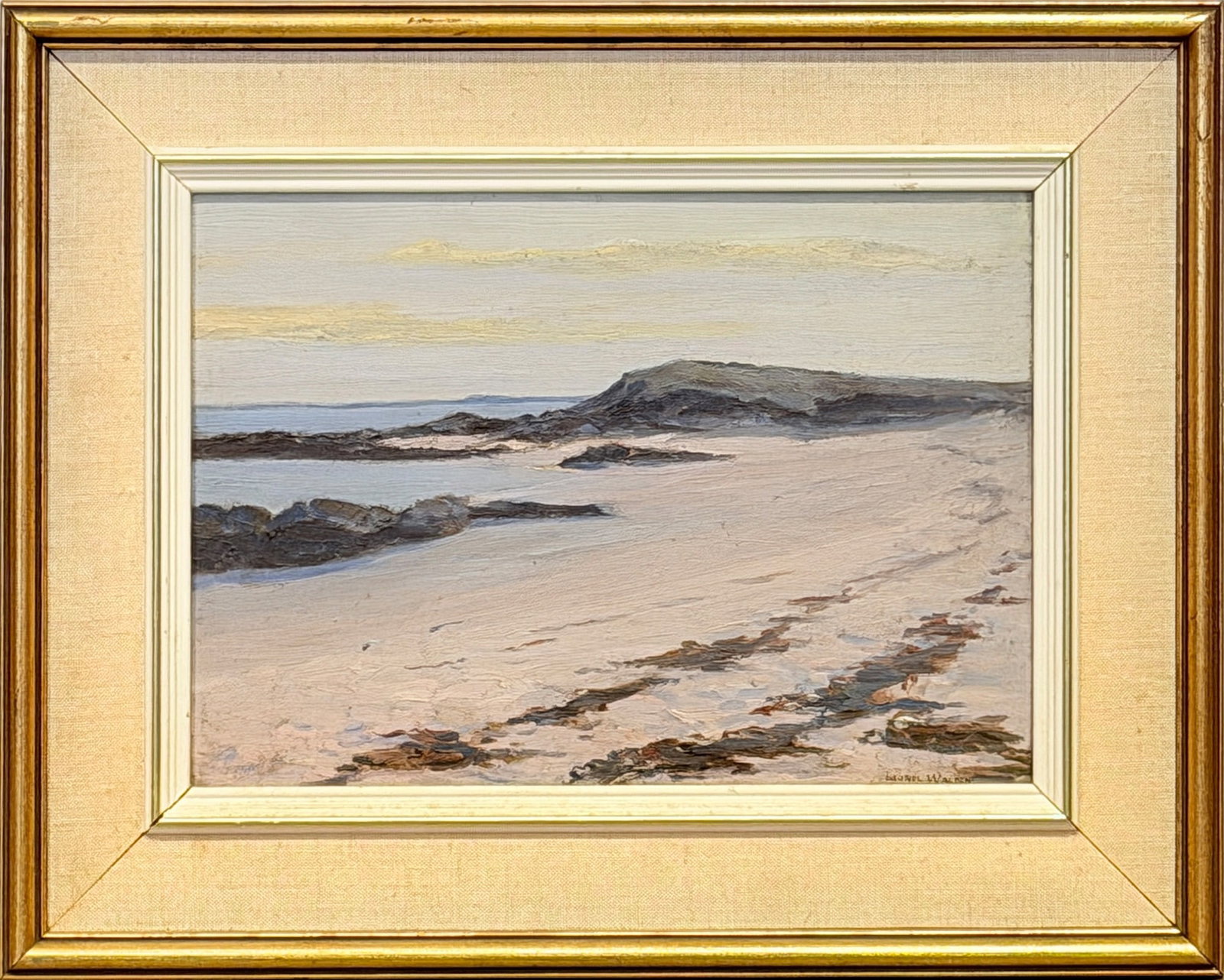 Lionel Walden: American, 1861-1933 Dunes and Shore Signed Lionel Walden (lr) Oil on board 9 3/4 x 13 3/4 inches Frame 15 x 19 inches Provenance: Skinner, Marlborough, Massachusetts, September 24, 1999, lot 362