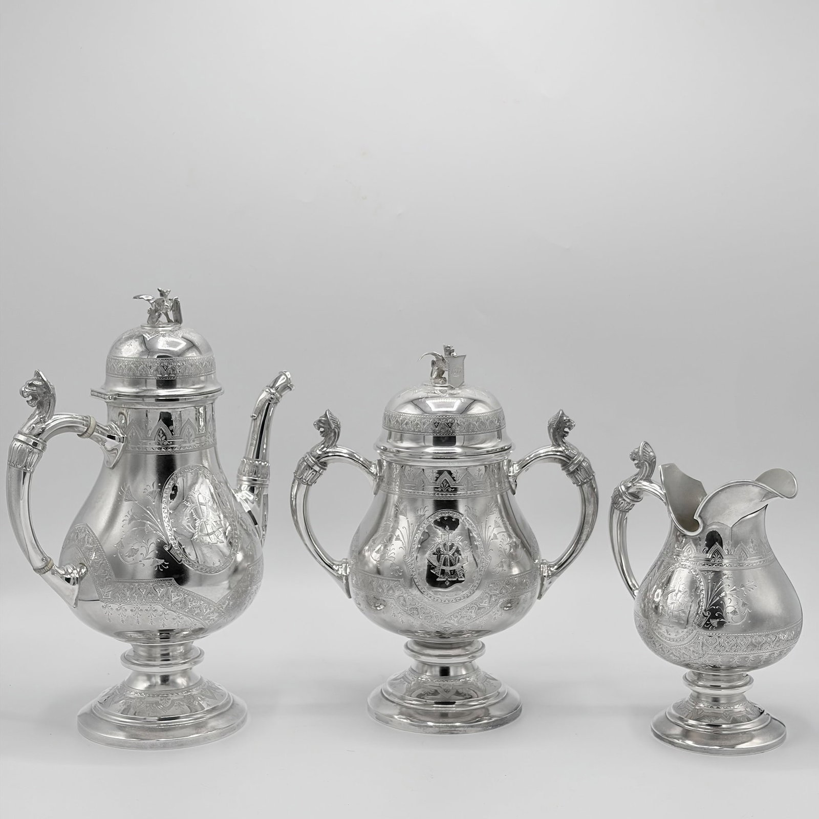 American Three-Piece Sterling Silver Coffee Service (1 of 9)