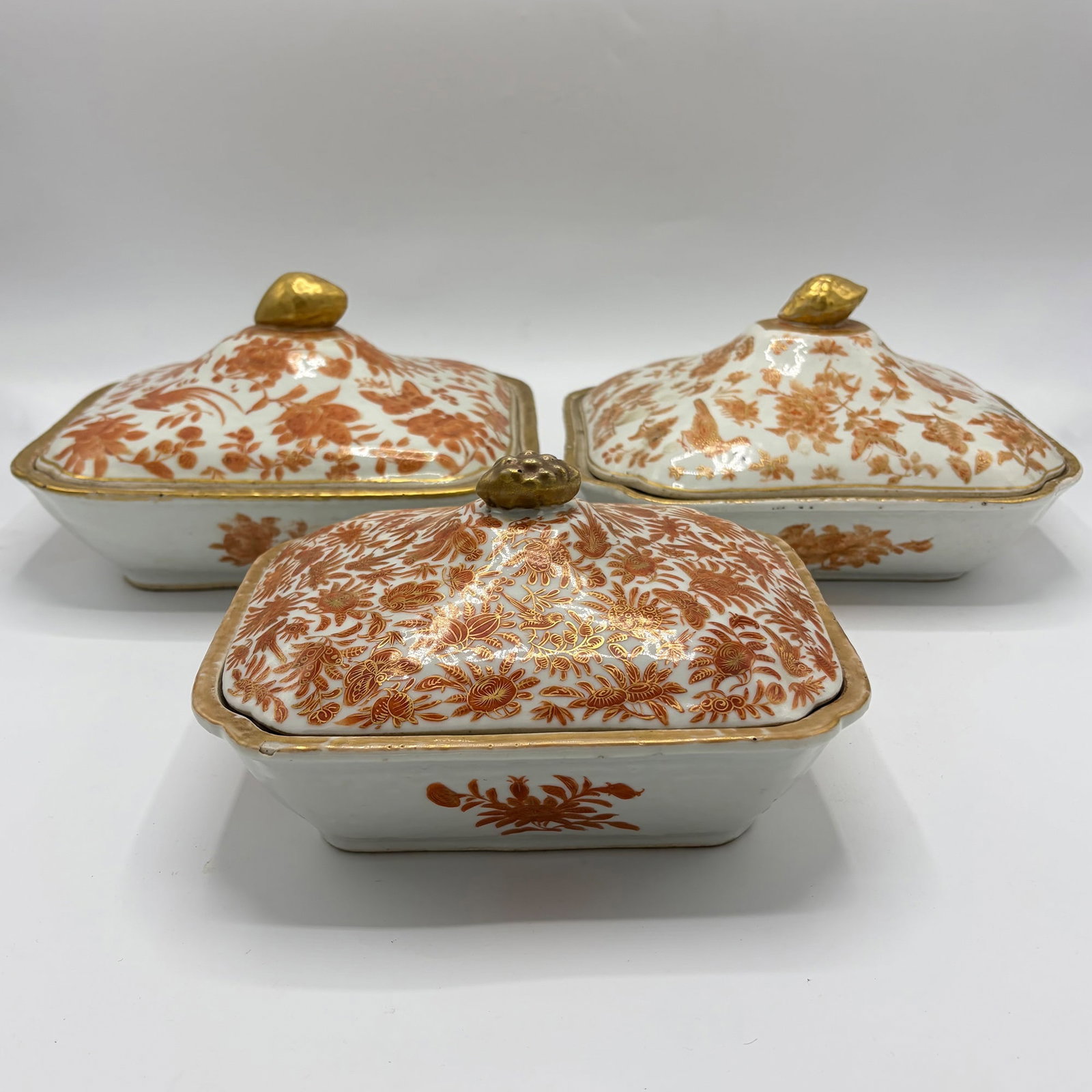 Chinese Export Porcelain Orange Bird and Butterfly Serving Pieces (1 of 9)