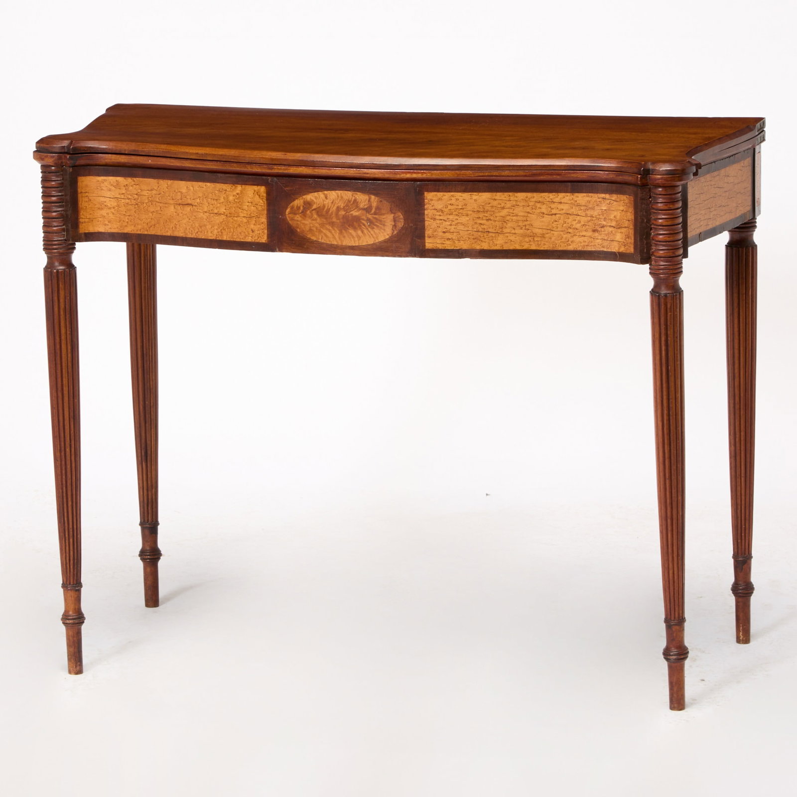 Federal Inlaid Mahogany and Bird's Eye Maple Serpentine Games Table (1 of 7)