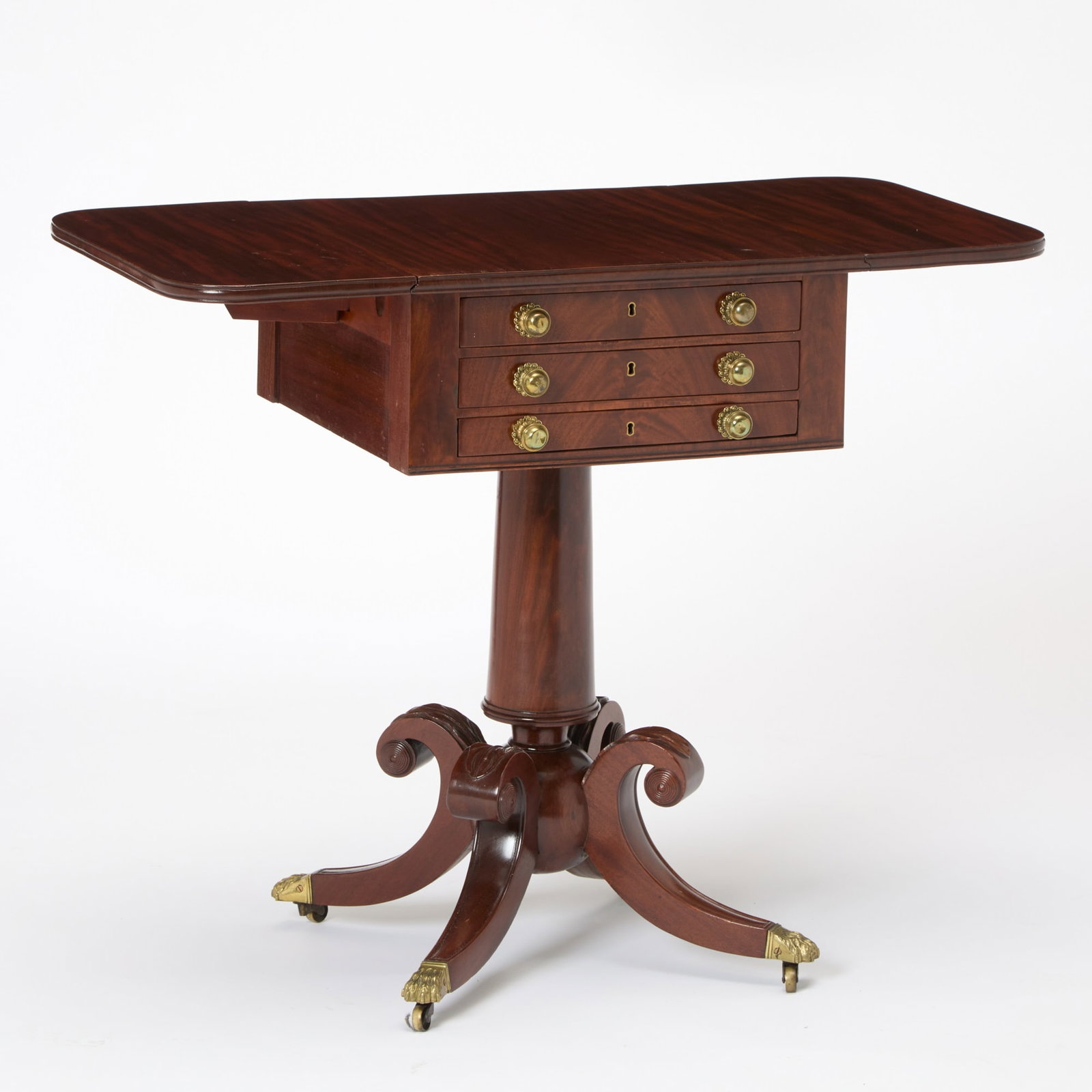 Classical Mahogany Three Drawer Work Table - 2