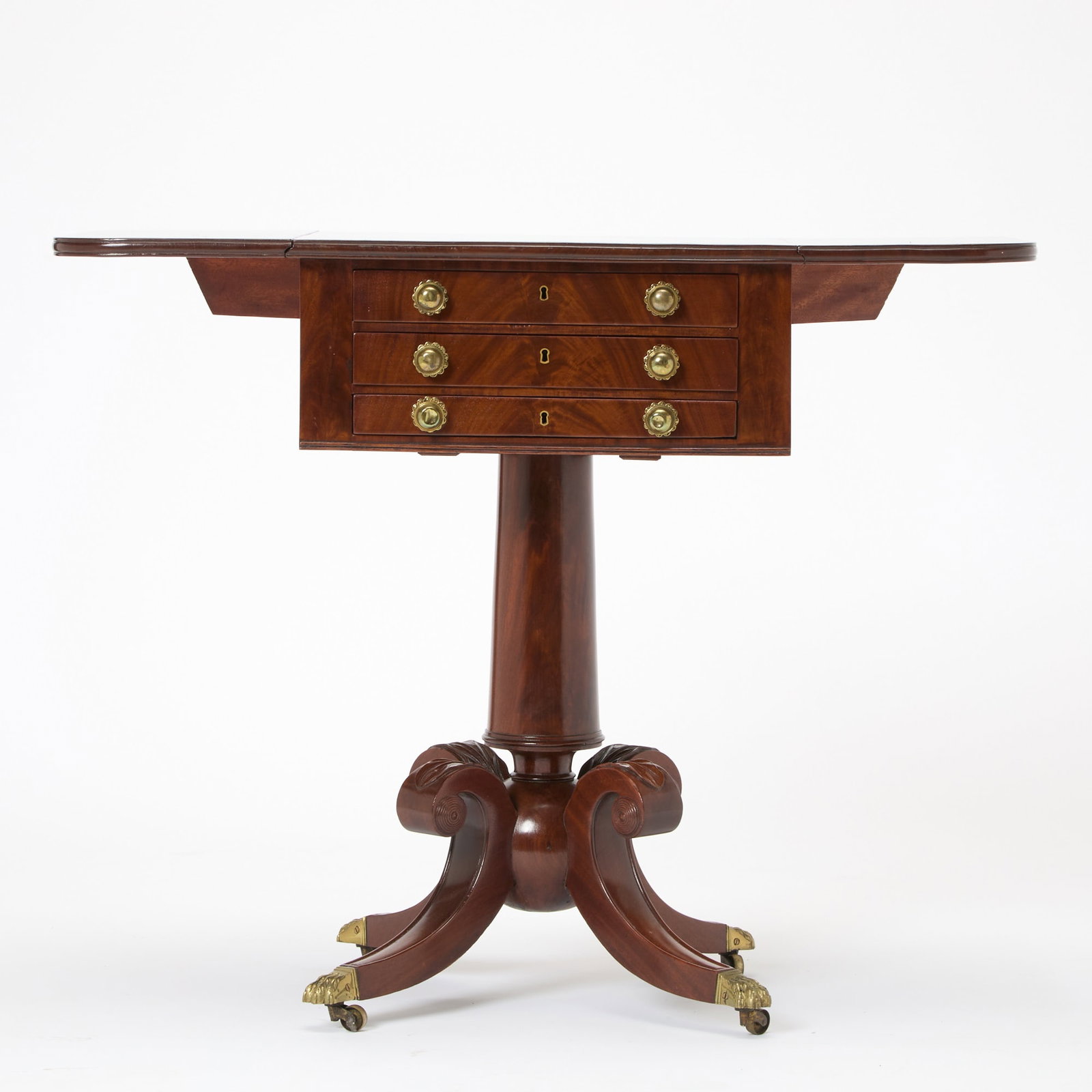 Classical Mahogany Three Drawer Work Table - 5