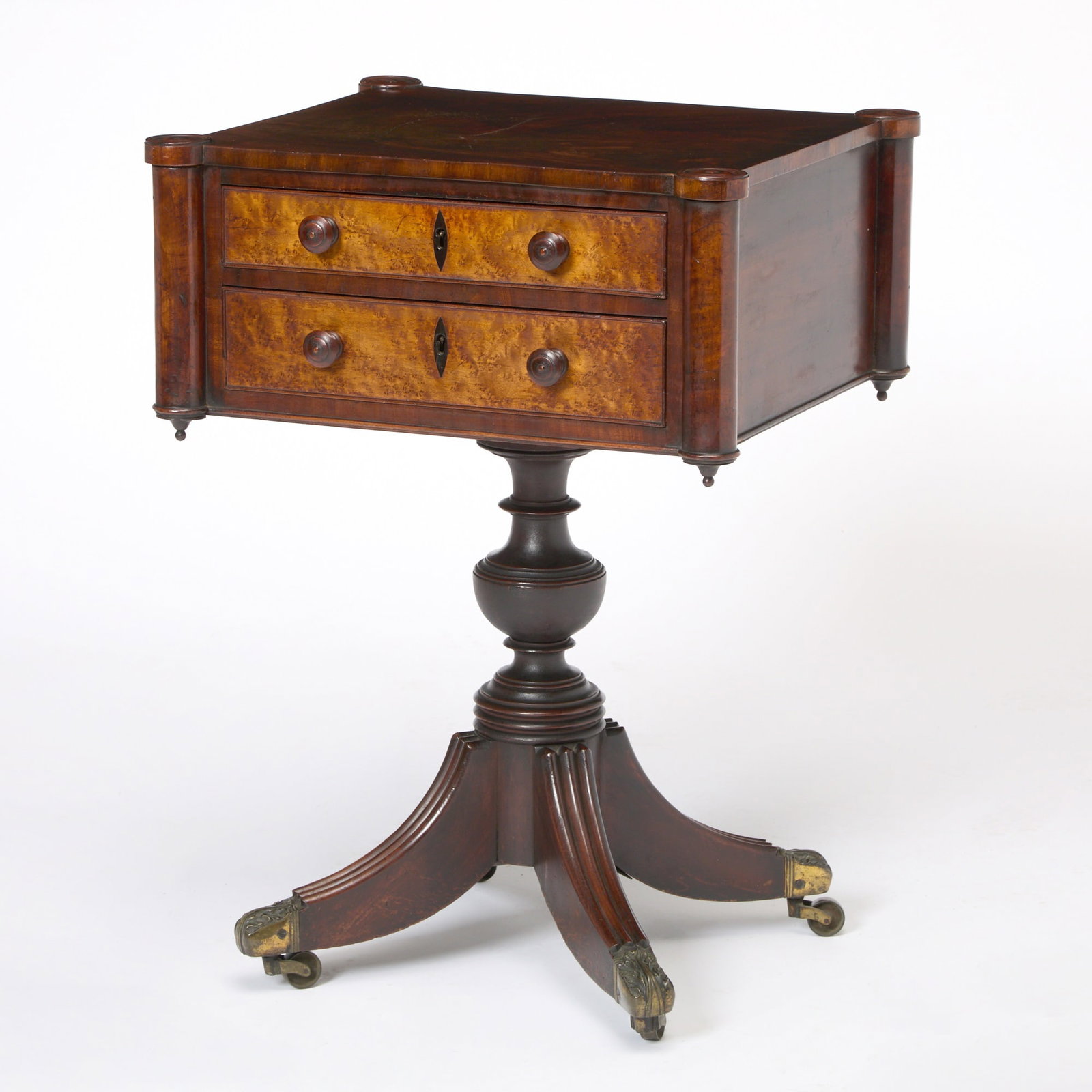 Classical Mahogany and Bird's-Eye-Maple Work Table (1 of 6)