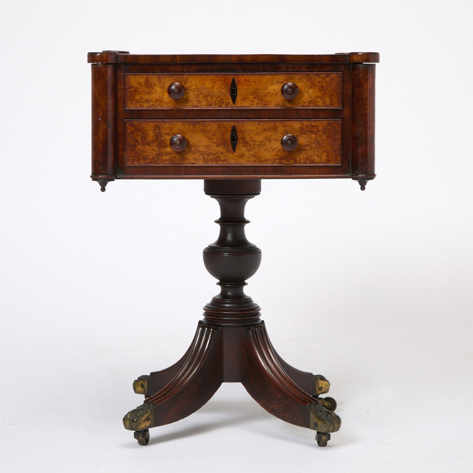 Classical Mahogany and Bird's-Eye-Maple Work Table - 4