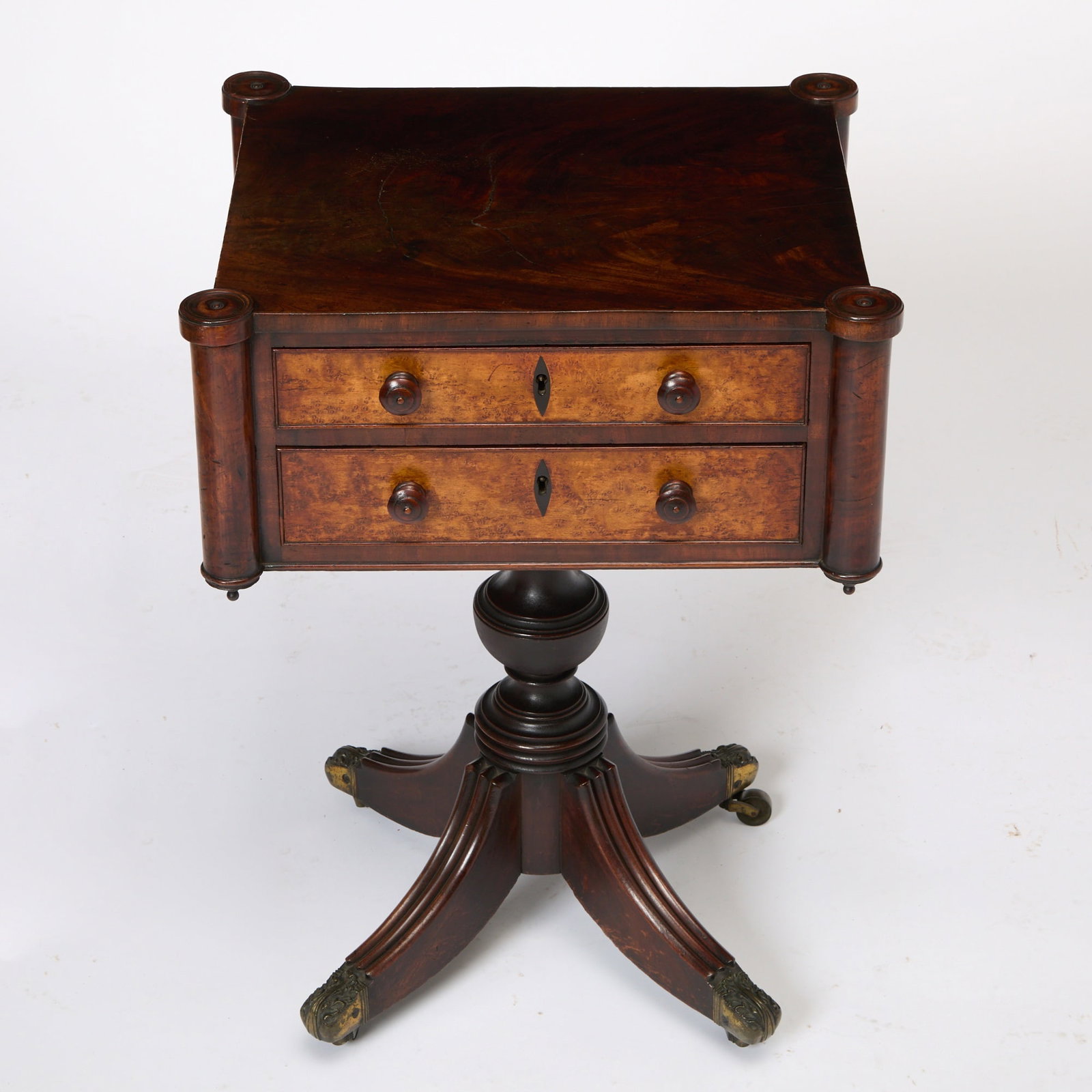 Classical Mahogany and Bird's-Eye-Maple Work Table - 5