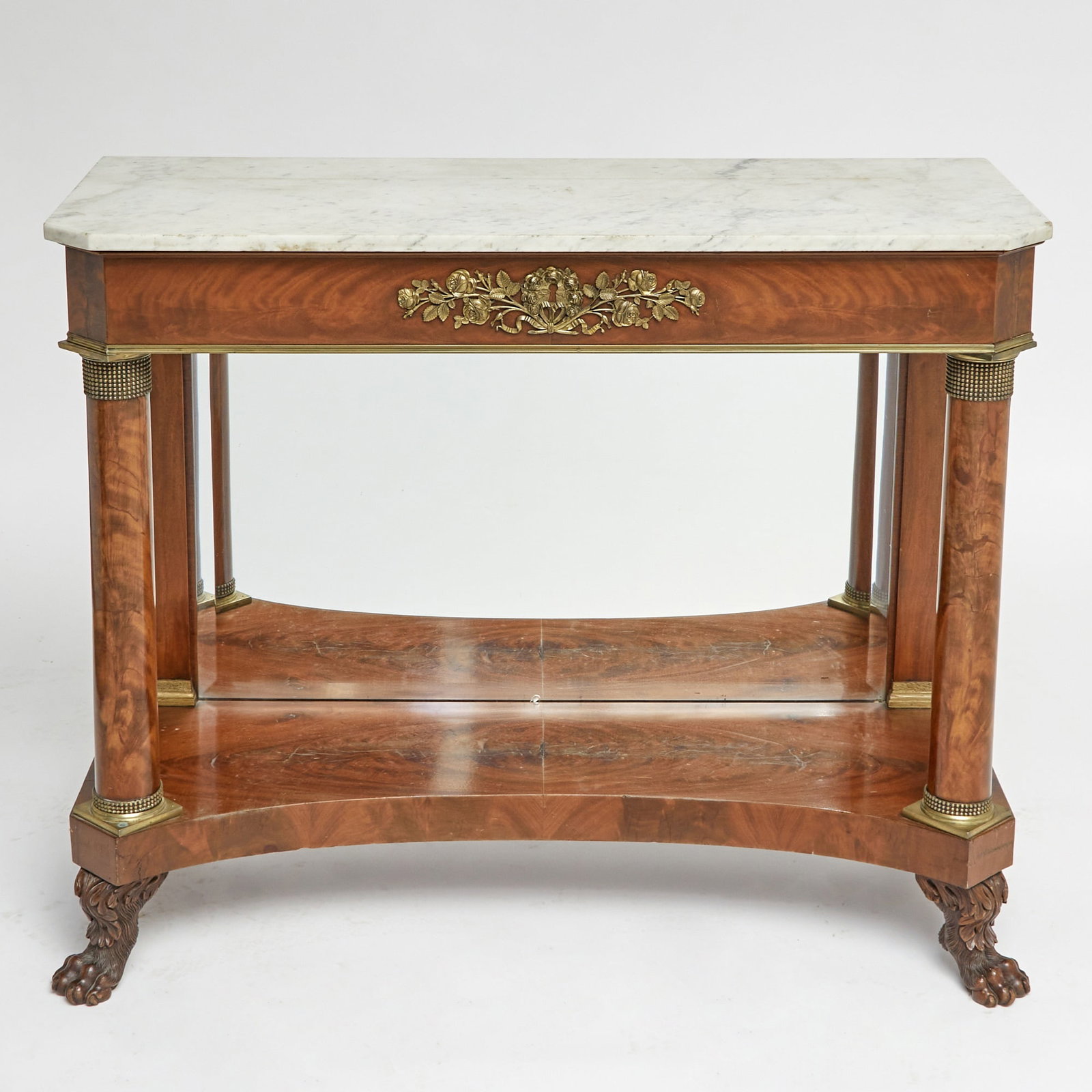 Classical Mahogany Marble Top Pier Table - 2