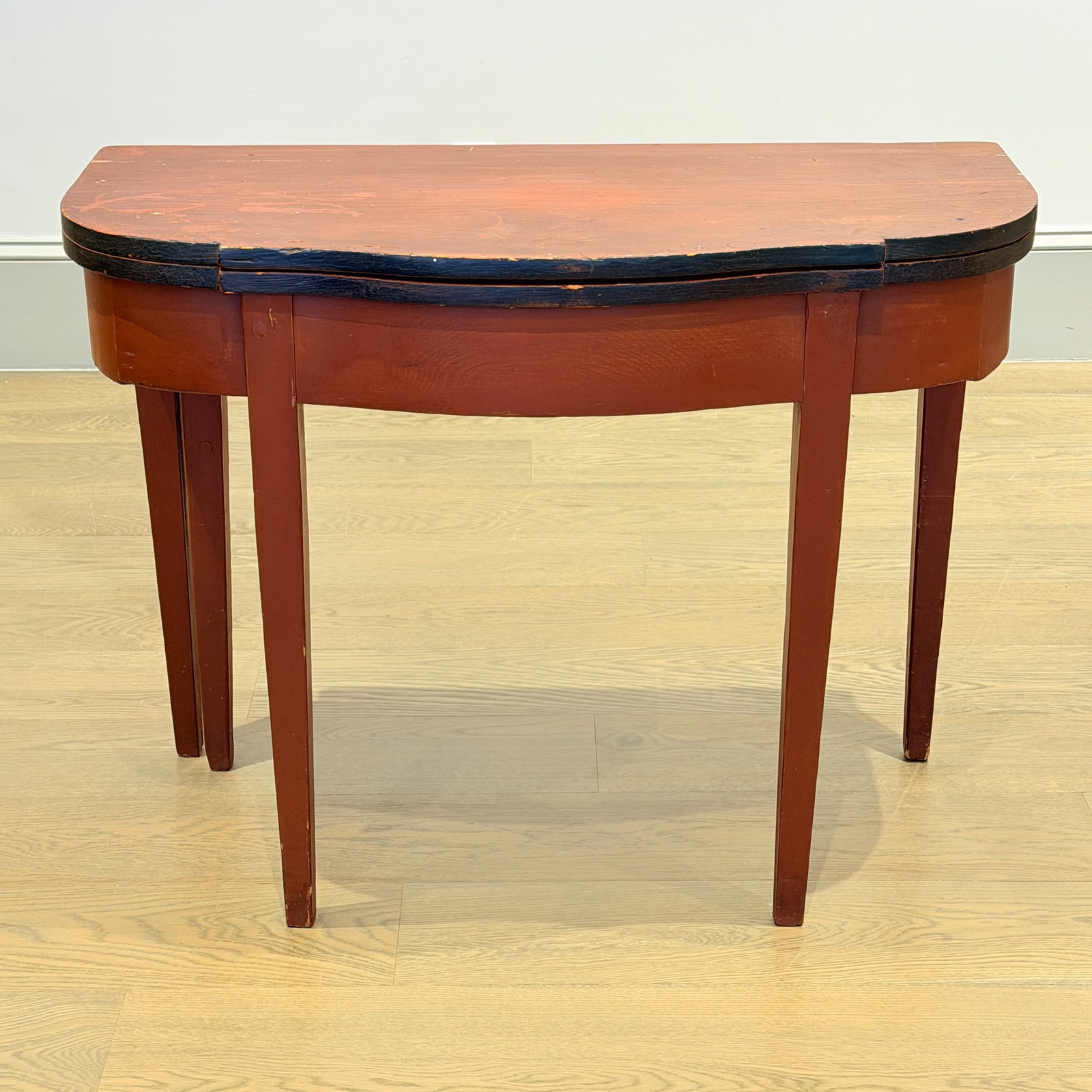 Federal Red and Black Painted Five Legged Card Table (1 of 15)