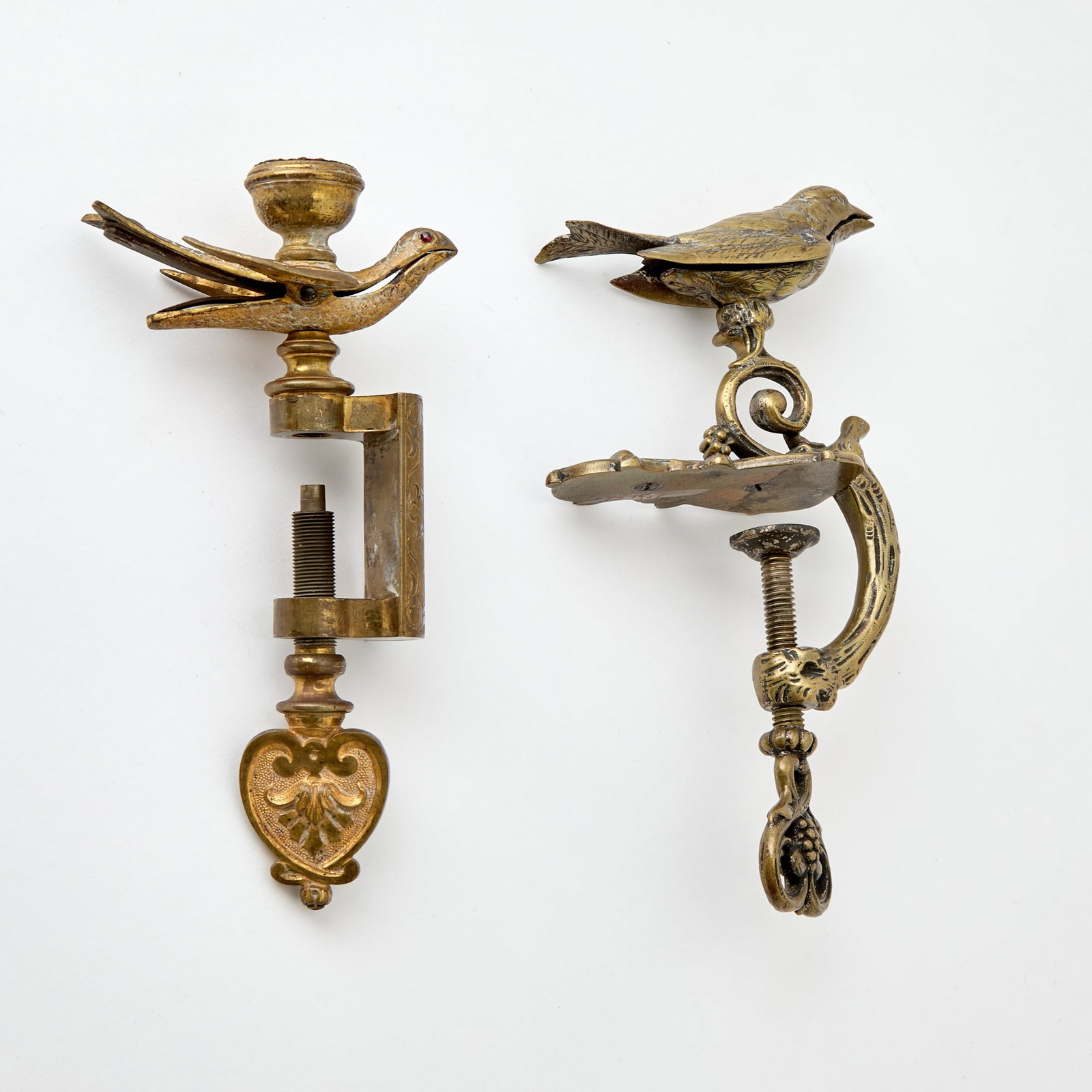 Two Brass Bird Sewing Clamps - 2