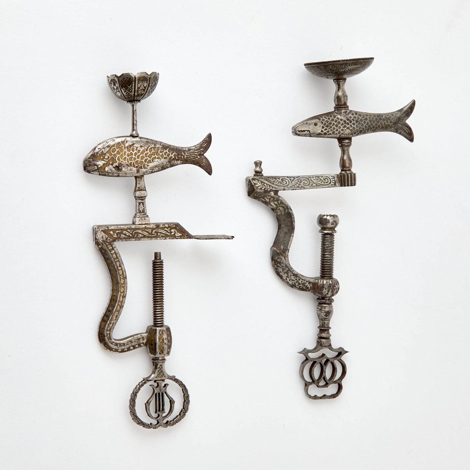 Two Engraved Steel Fish Sewing Clamps (1 of 2)