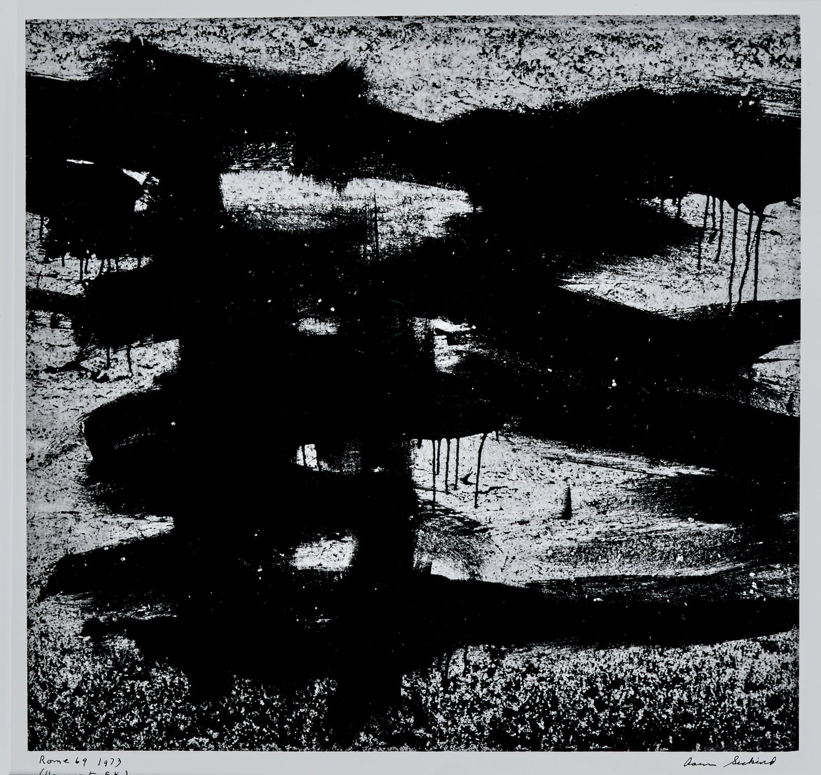 Aaron Siskind, Homage to Kline 5, Rome 69, 1973: SISKIND, AARON (1903-1991) Homage to Kline 5, Rome 69, 1973, printed circa 1970s. Gelatin silver print, 13 3/8 x 14 inches (337 x 355 mm) on larger sheet, signed (l.r.), titled and dated in ink on p