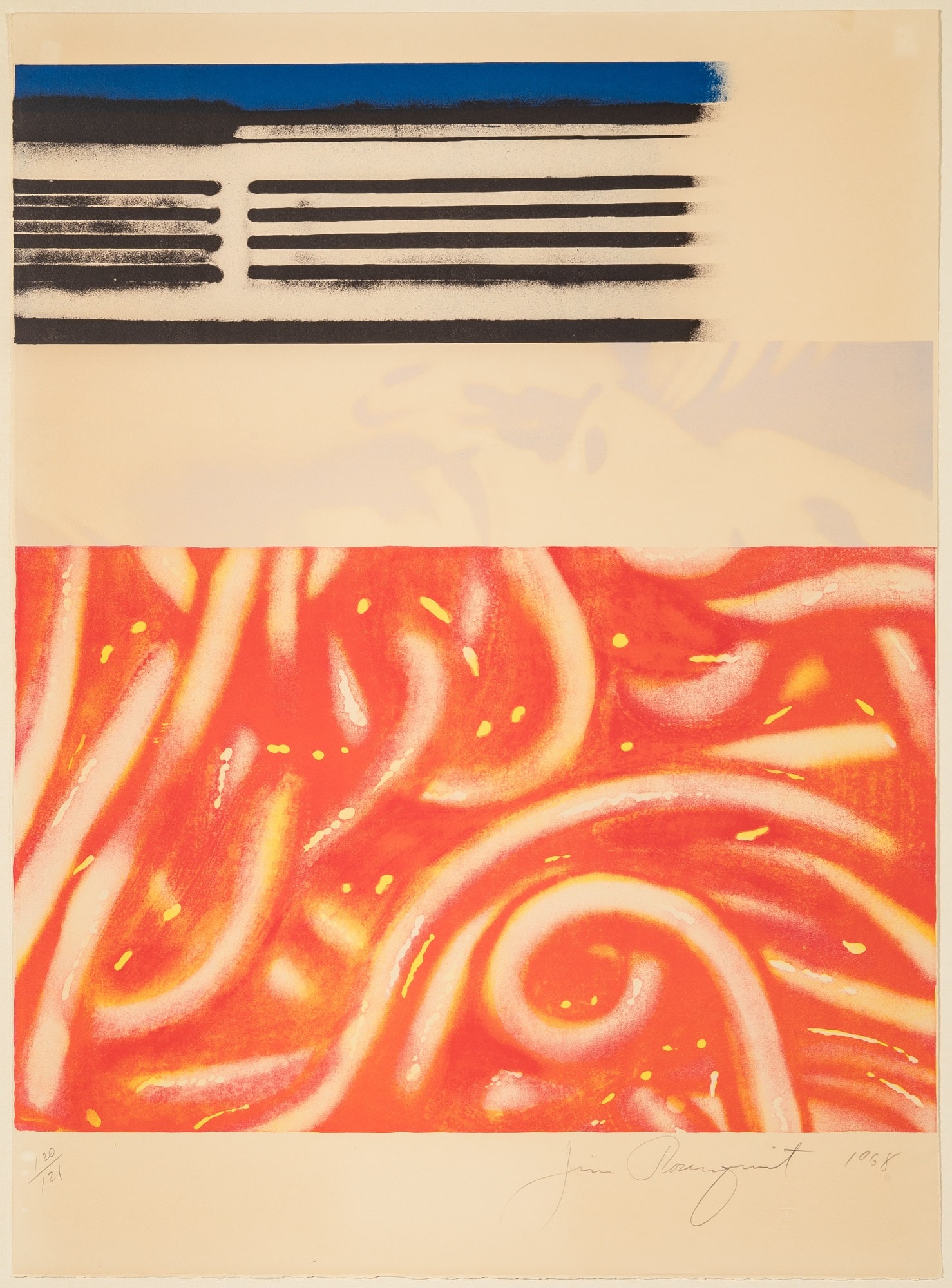 James Rosenquist (1933-2017): FOREHEAD I (GLENN 20) Color lithograph, 1968, on Arches paper, signed, dated and numbered 120/121 in pencil, published by Richard Feigen Graphics, Chicago and New York and with their blindstamp, the