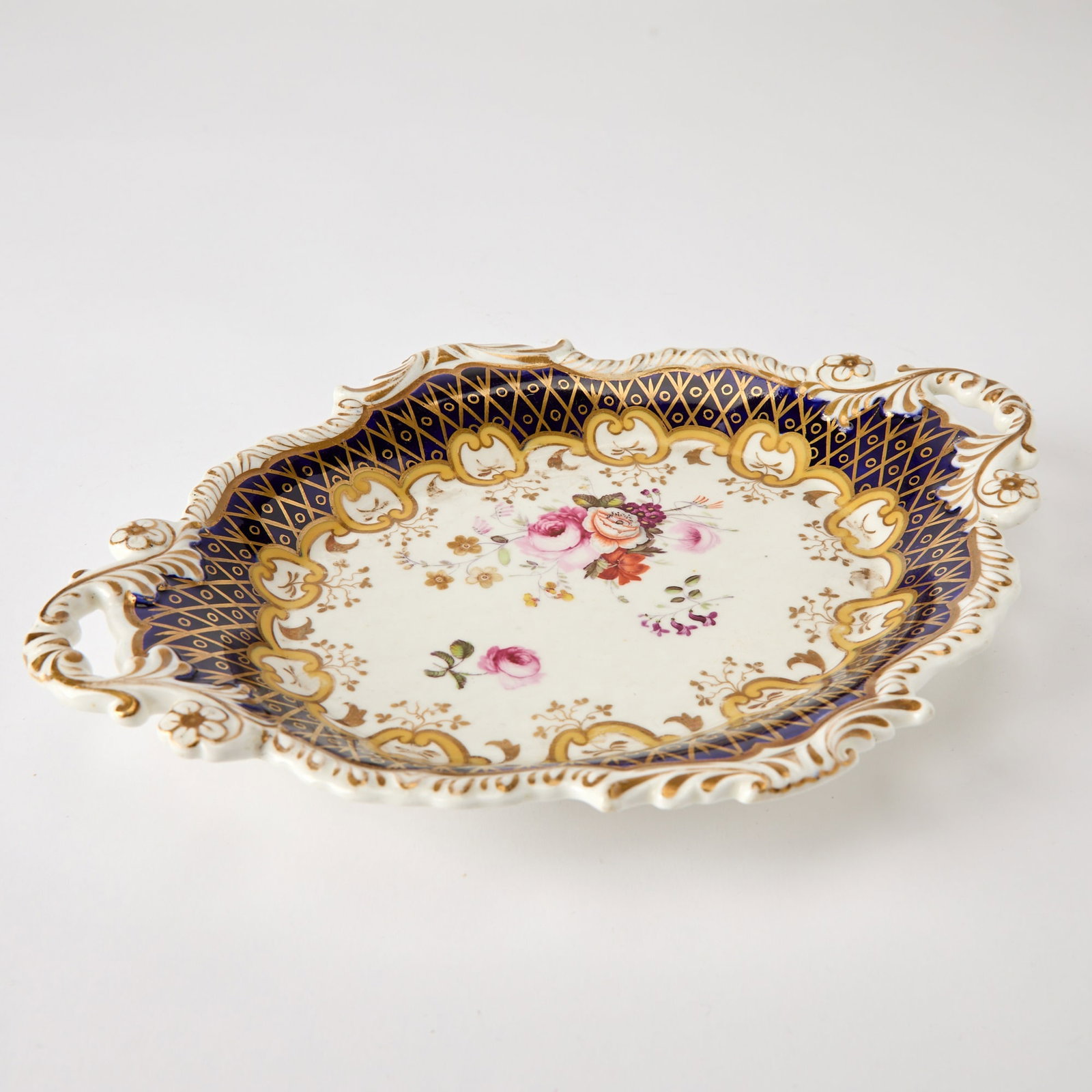 English Porcelain Blue-Ground Shaped Oval Dish (1 of 4)
