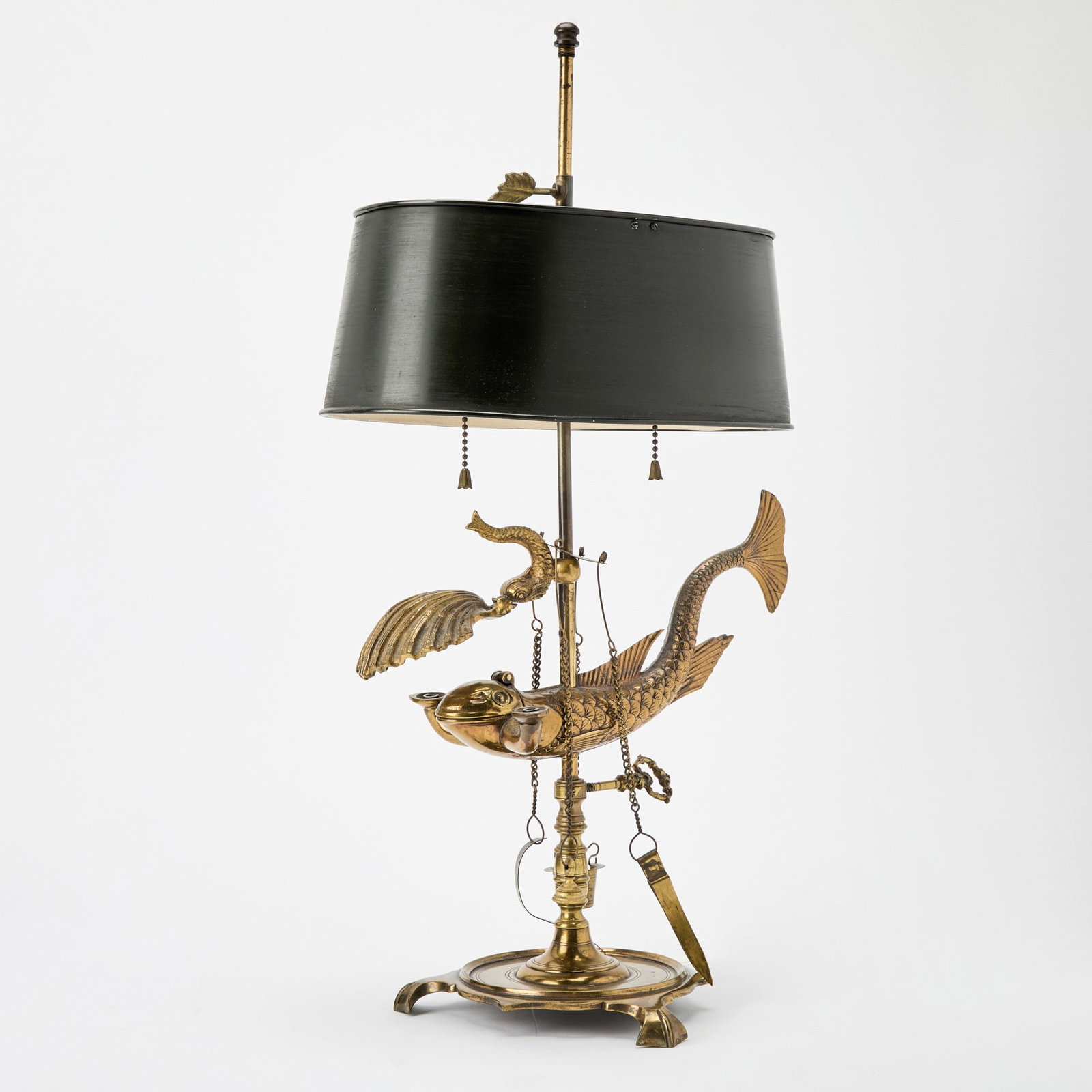 Brass Dolphin Oil Lamp (1 of 6)