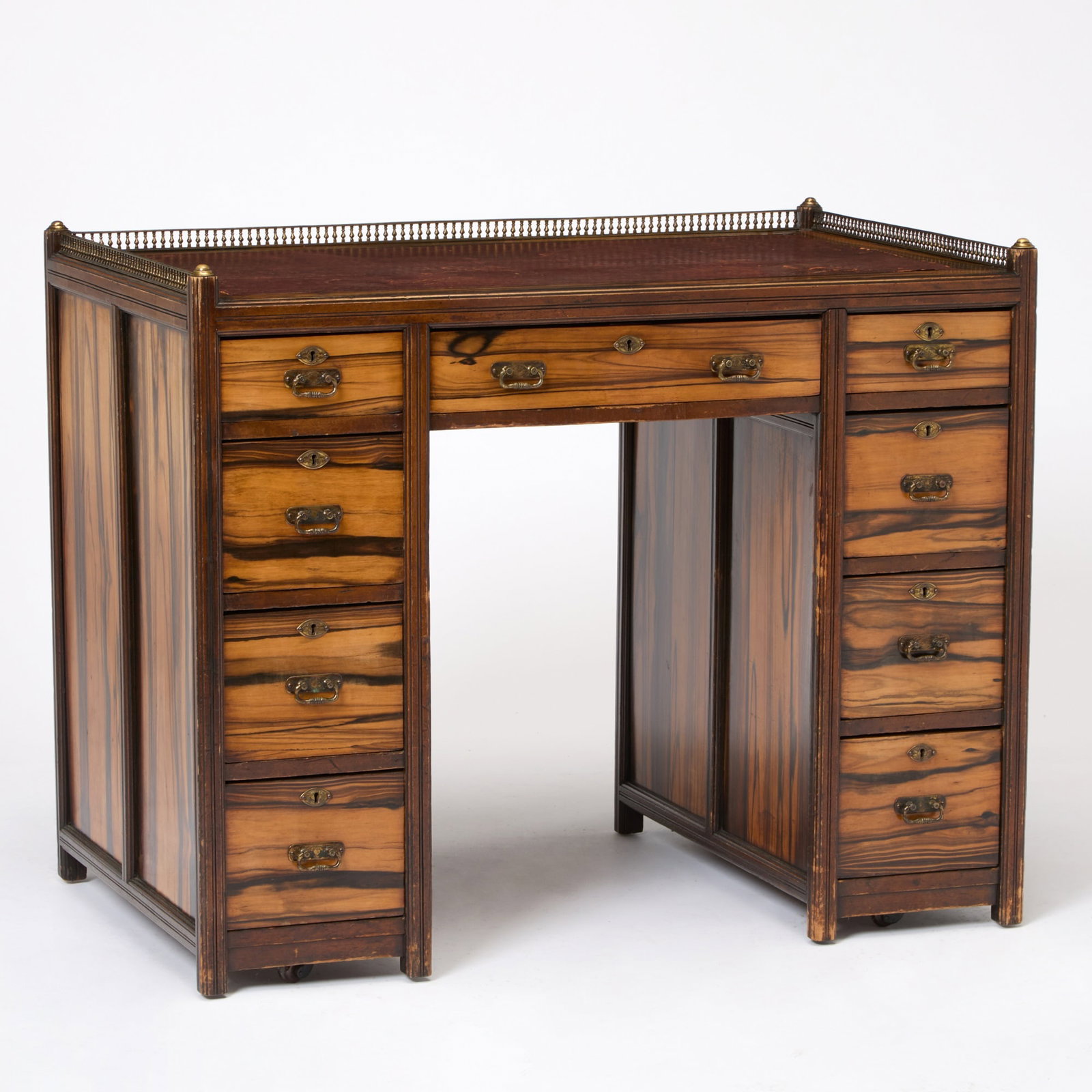 Victorian Leather Mounted Calamander Desk (1 of 8)
