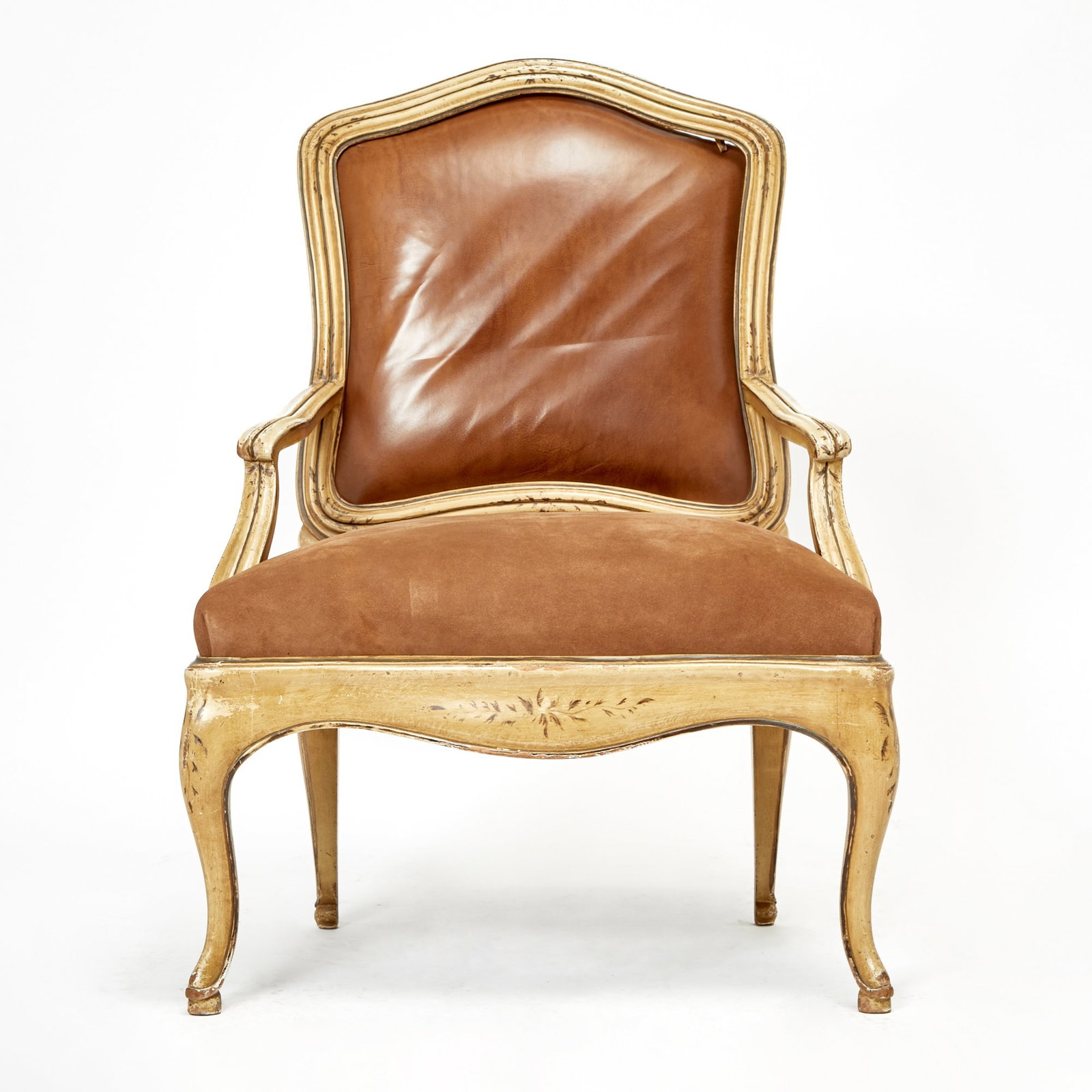 Louis XV Style Painted Leather Upholstery Fauteuil (1 of 4)