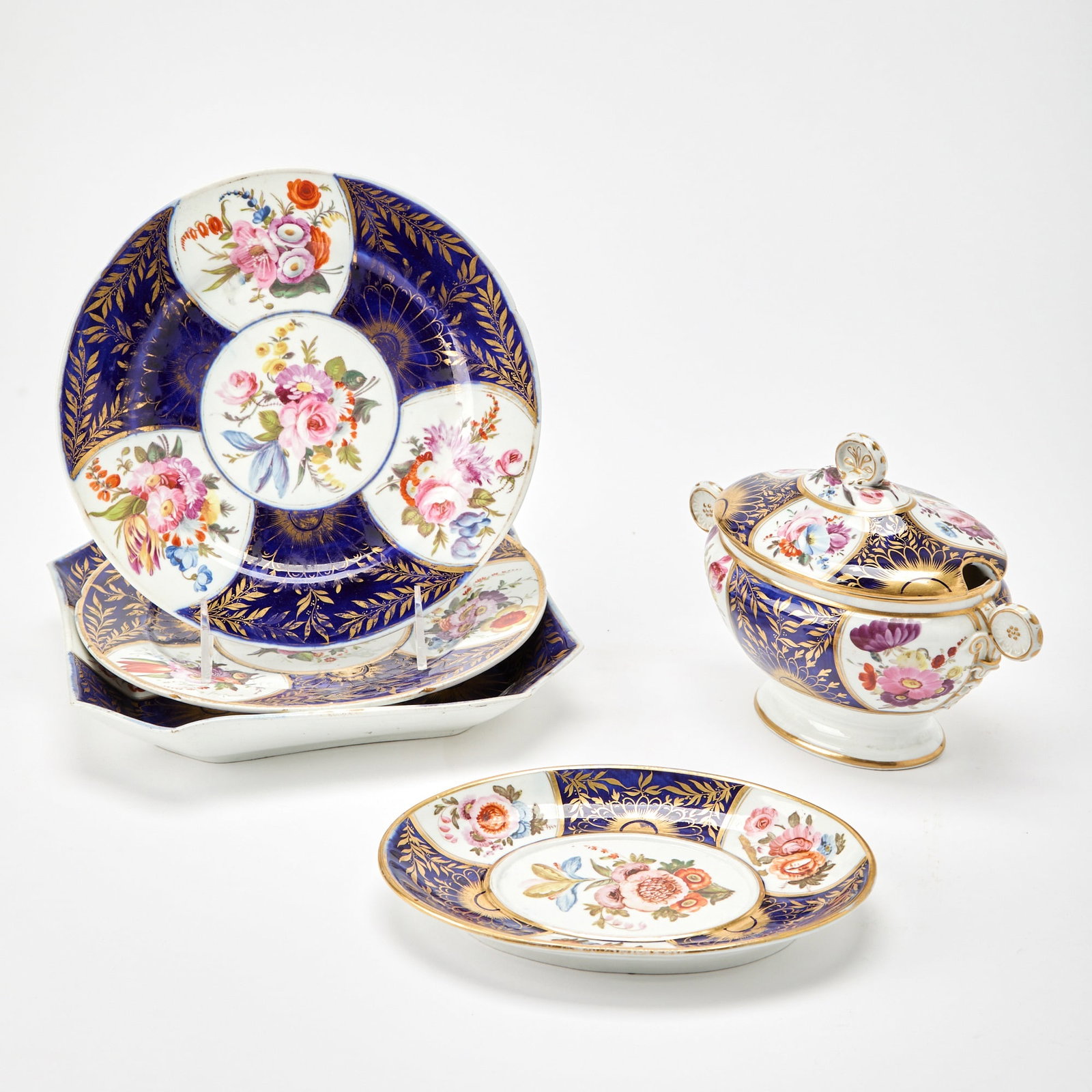 English Porcelain Blue-Ground Part Dessert Service (1 of 5)
