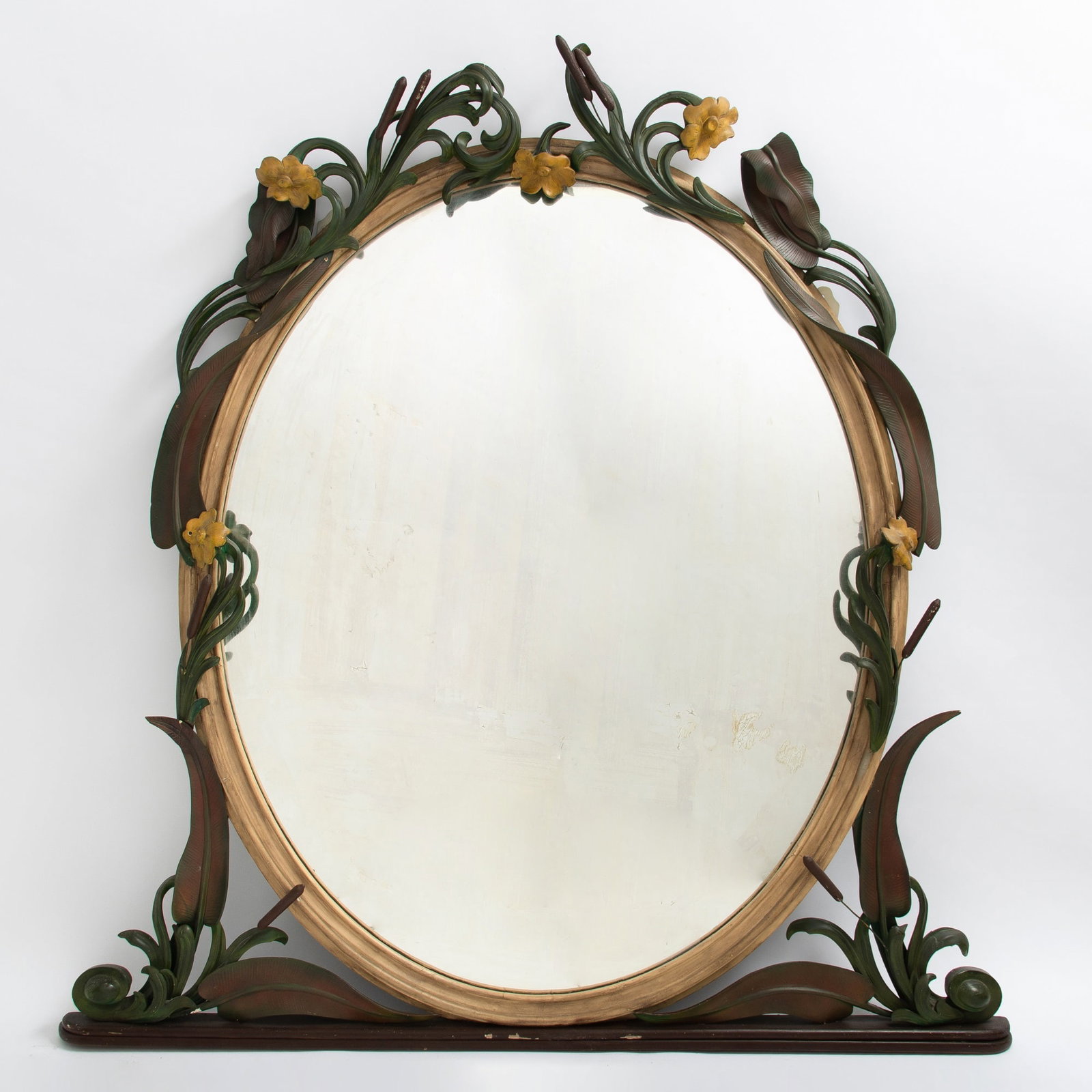 Art Nouveau Style Painted Wood Mirror: Height 70 1/4 inches, width 70 inches.