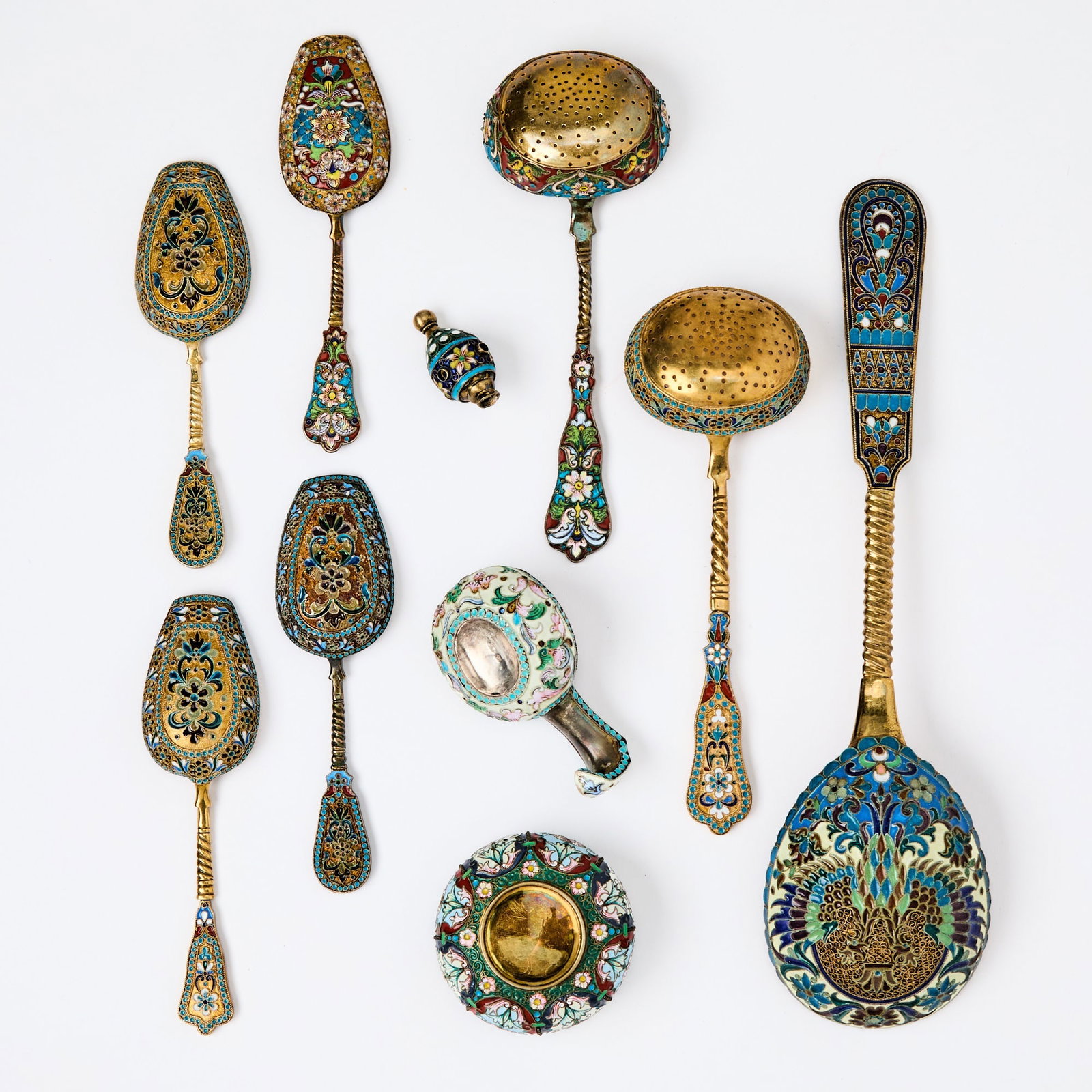Group of Ten Russian Style Silver, Cloisonn? and Plique-?-Jour Enamel Articles (1 of 8)