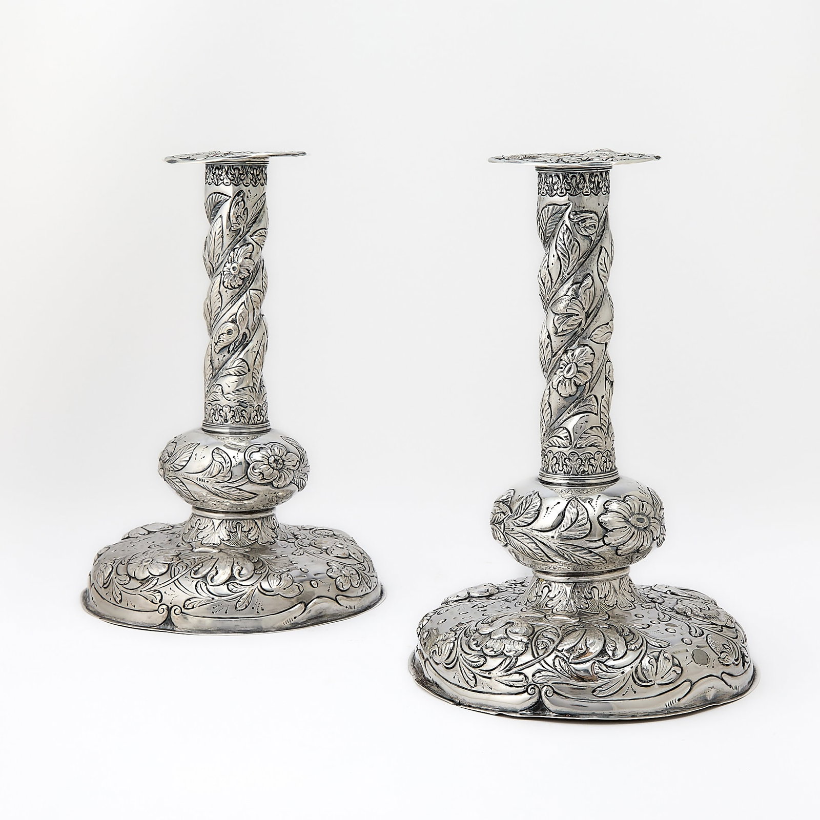 Pair of Dutch Baroque Style Silver Candlesticks (1 of 4)